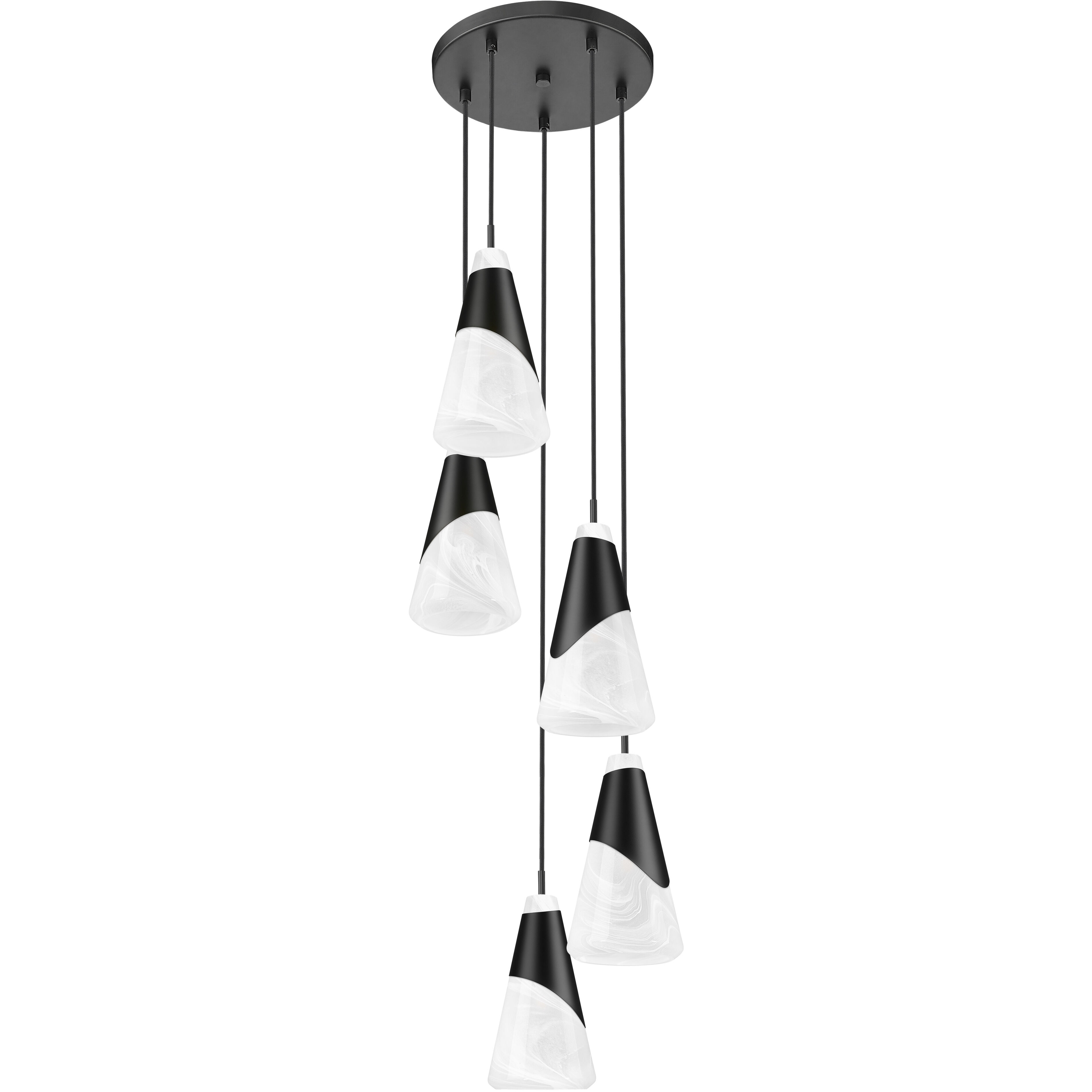 Aimie 5 Light 12 inch Matte Black Chandelier Ceiling Light