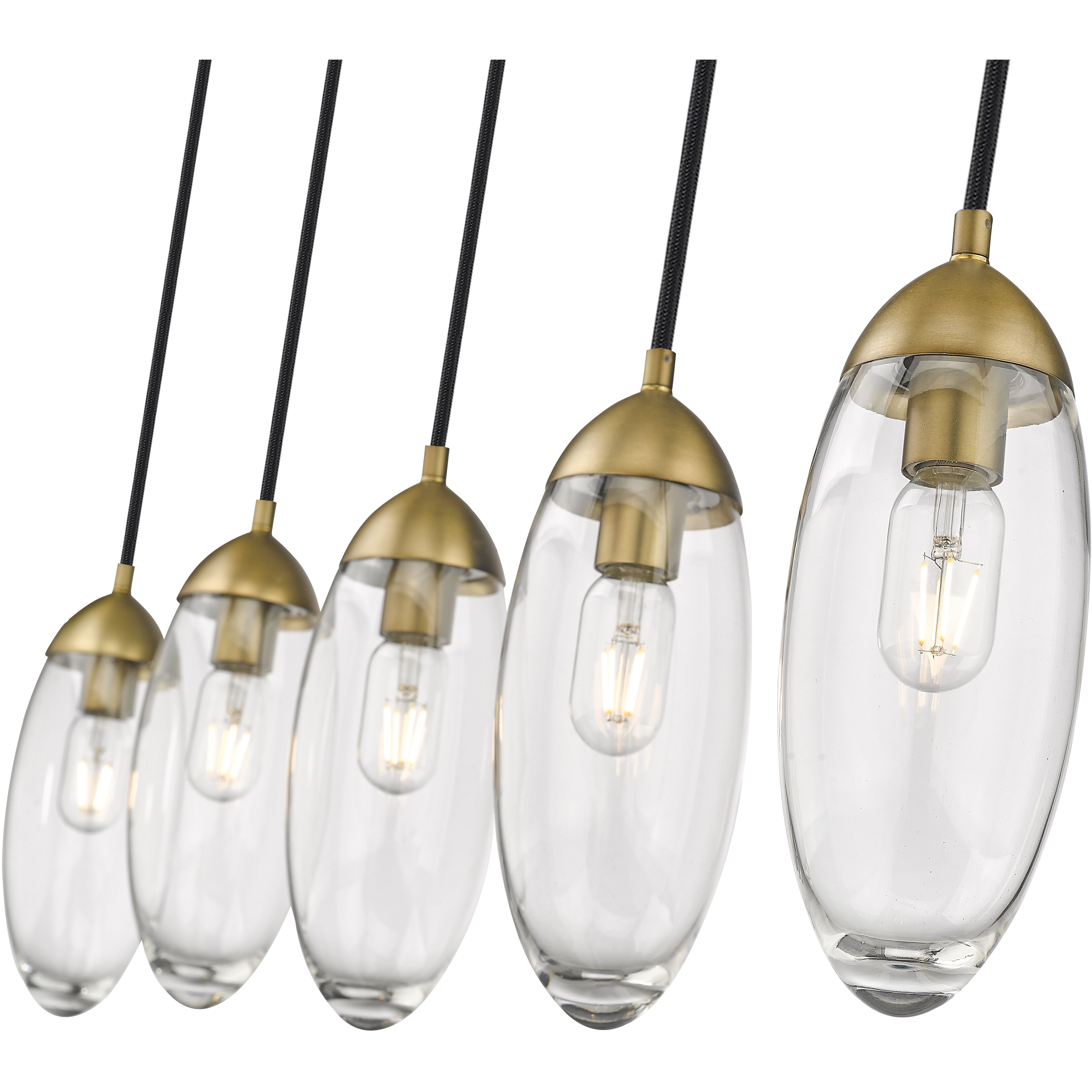 Arden 5 Light 42 inch Rubbed Brass Linear Chandelier Ceiling Light