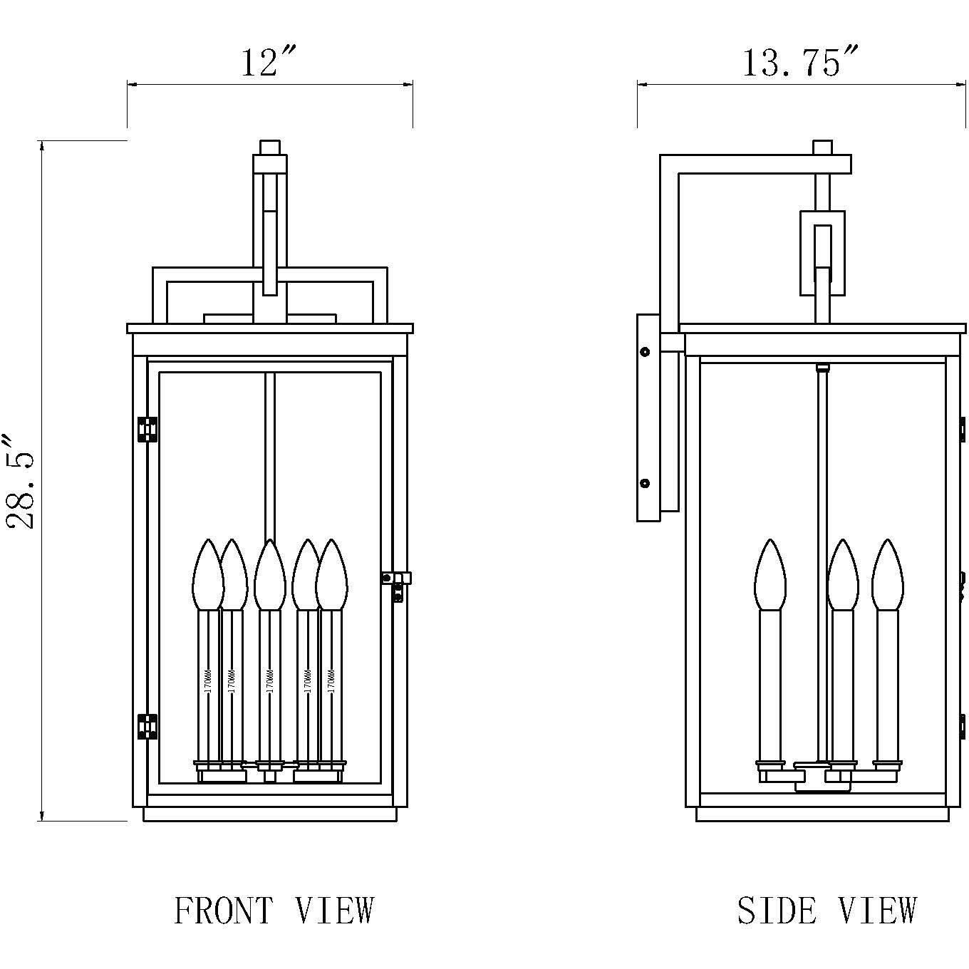 Hartwell 5 Light 28.5 inch Sand Black Outdoor Wall Light