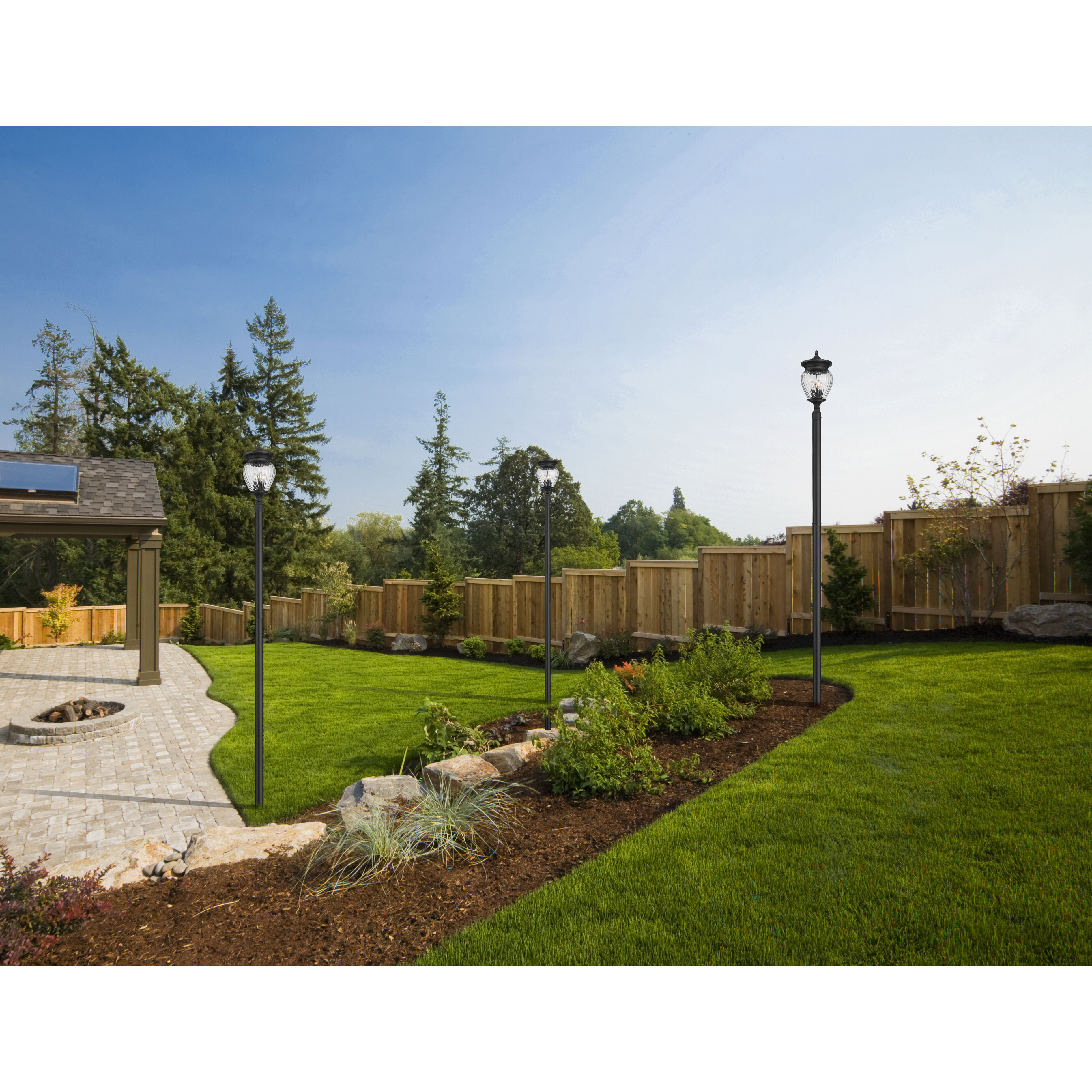 Davina 4 Light 143.25 inch Black Outdoor Post Mounted Fixture in G9