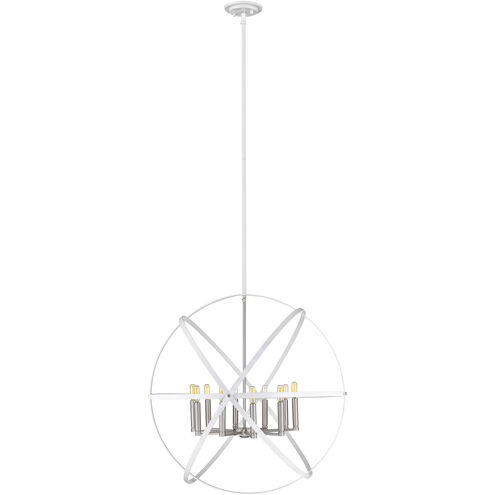 Cavallo 10 Light 36 inch Hammered White and Brushed Nickel Chandelier Ceiling Light