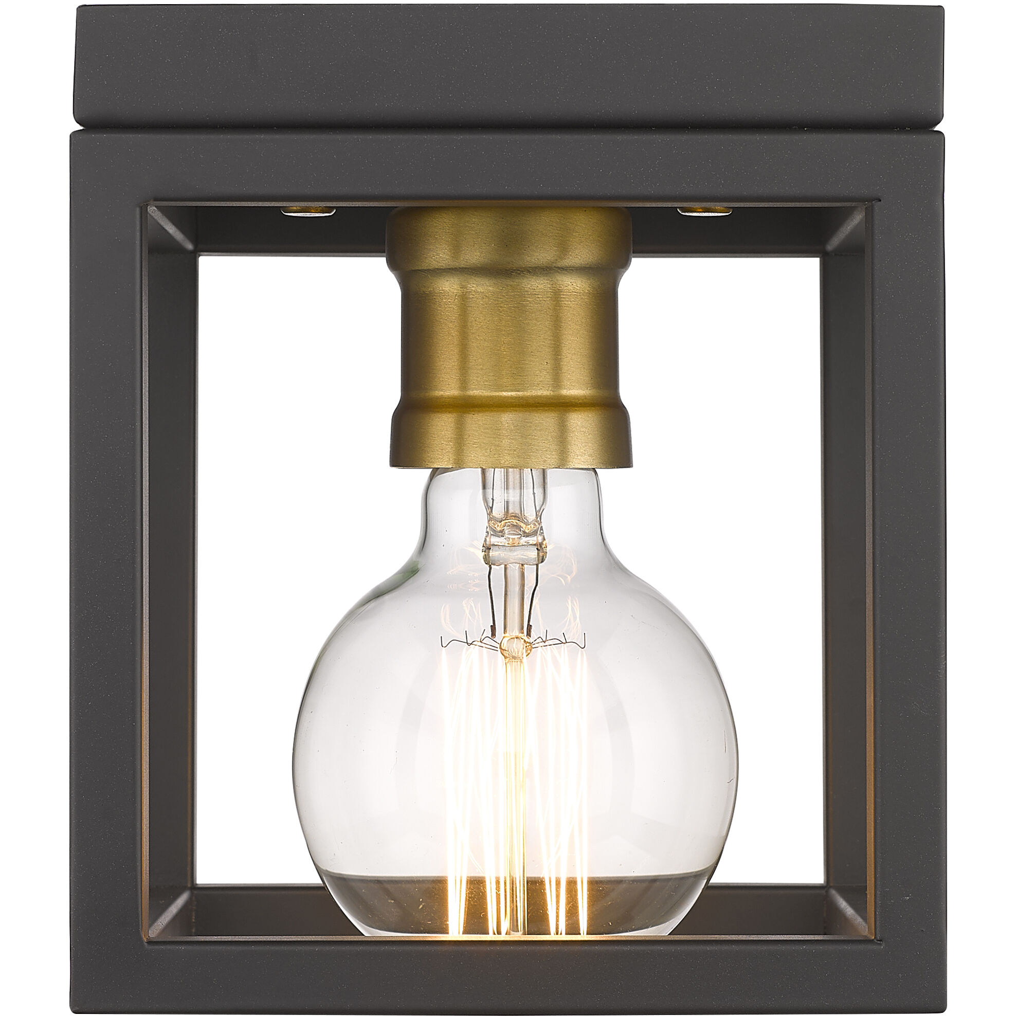 Kube 1 Light 5.75 inch Bronze and Olde Brass Flush Mount Ceiling Light