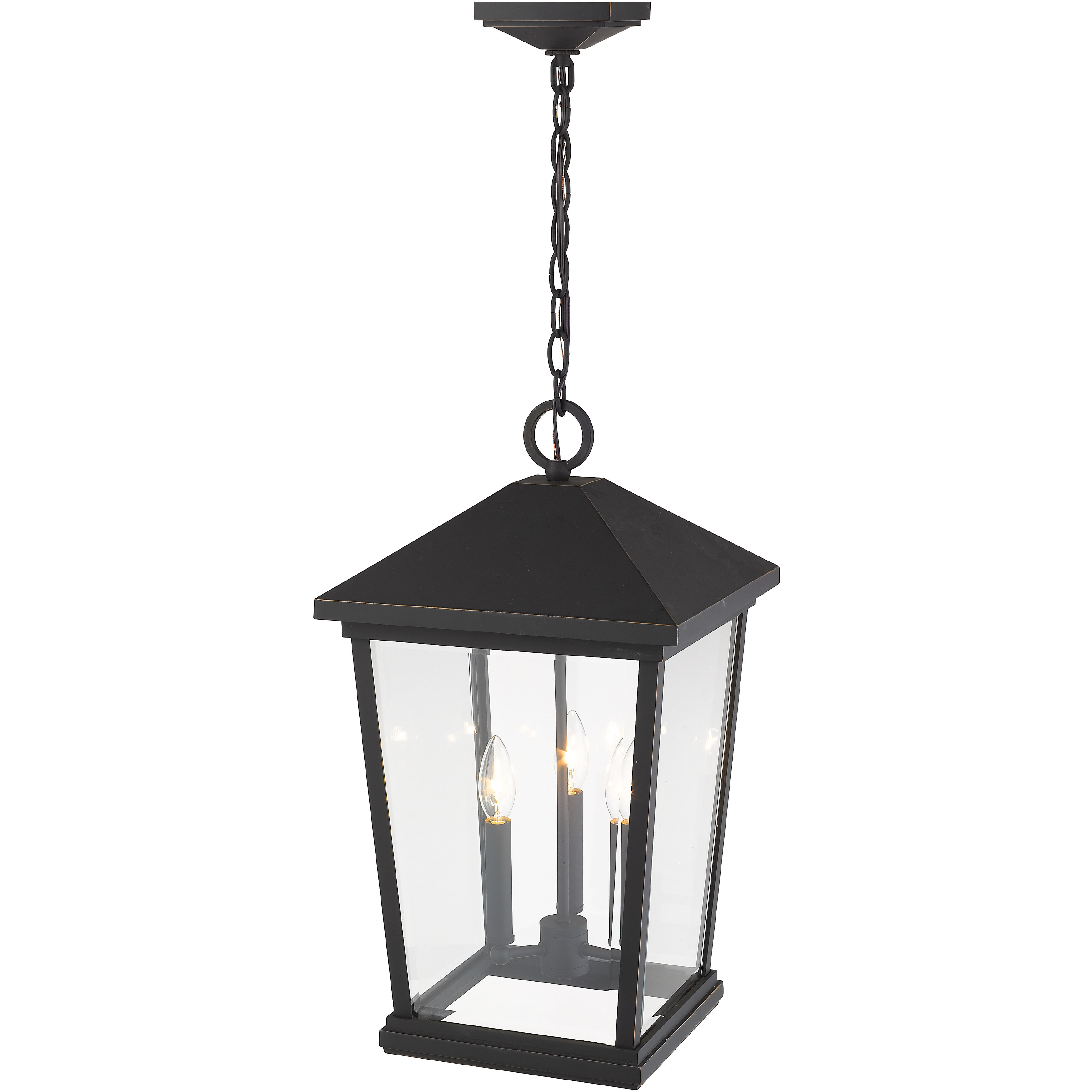 Beacon 3 Light 12 inch Oil Rubbed Bronze Outdoor Chain Mount Ceiling Fixture