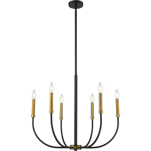 Haylie 6 Light 26 inch Matte Black and Olde Brass Chandelier Ceiling Light
