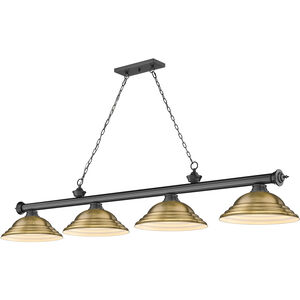 Cordon 4 Light 81.75 inch Bronze Plate Billiard Ceiling Light in Rubbed Brass Metal