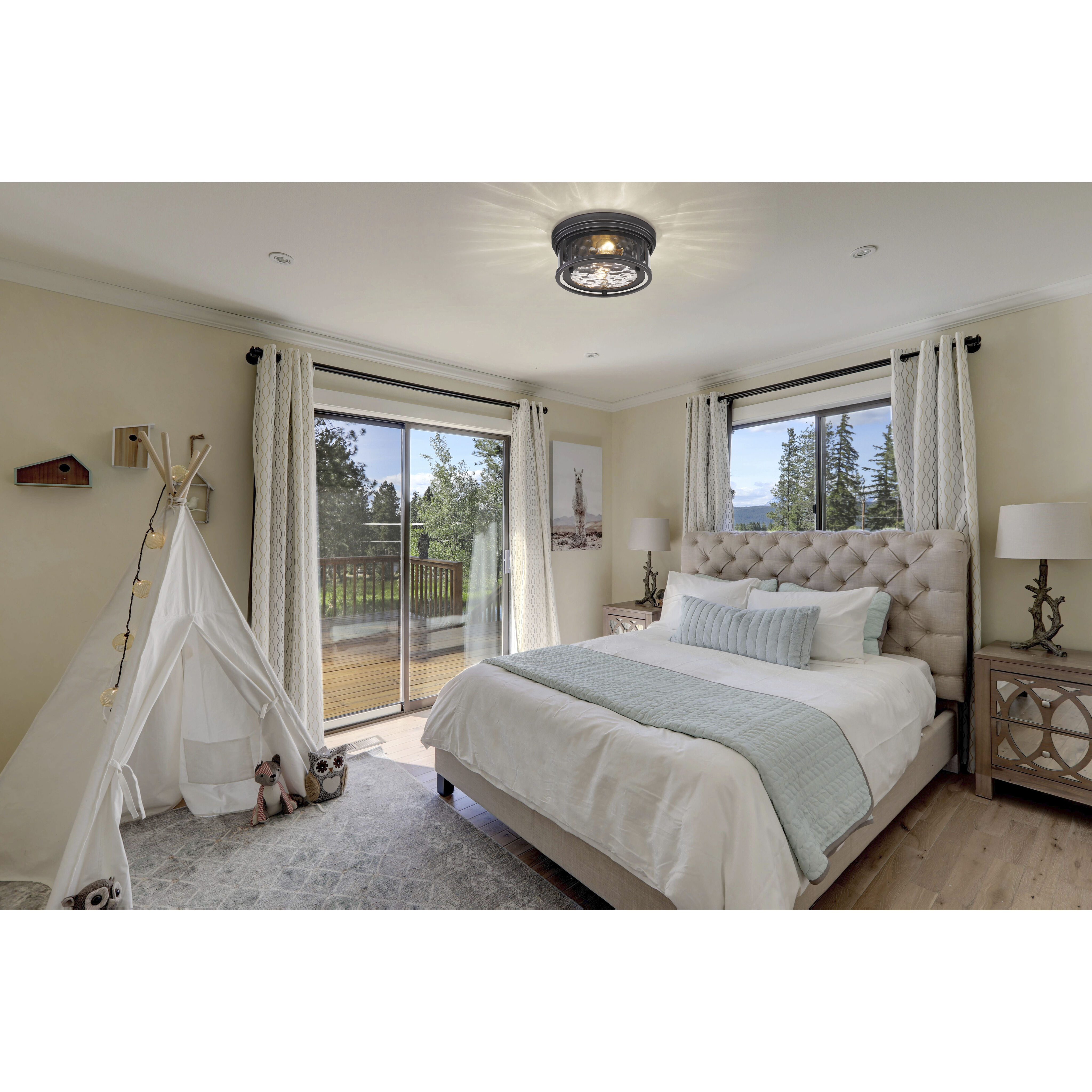 Clarion 2 Light 12 inch Bronze Flush Mount Ceiling Light