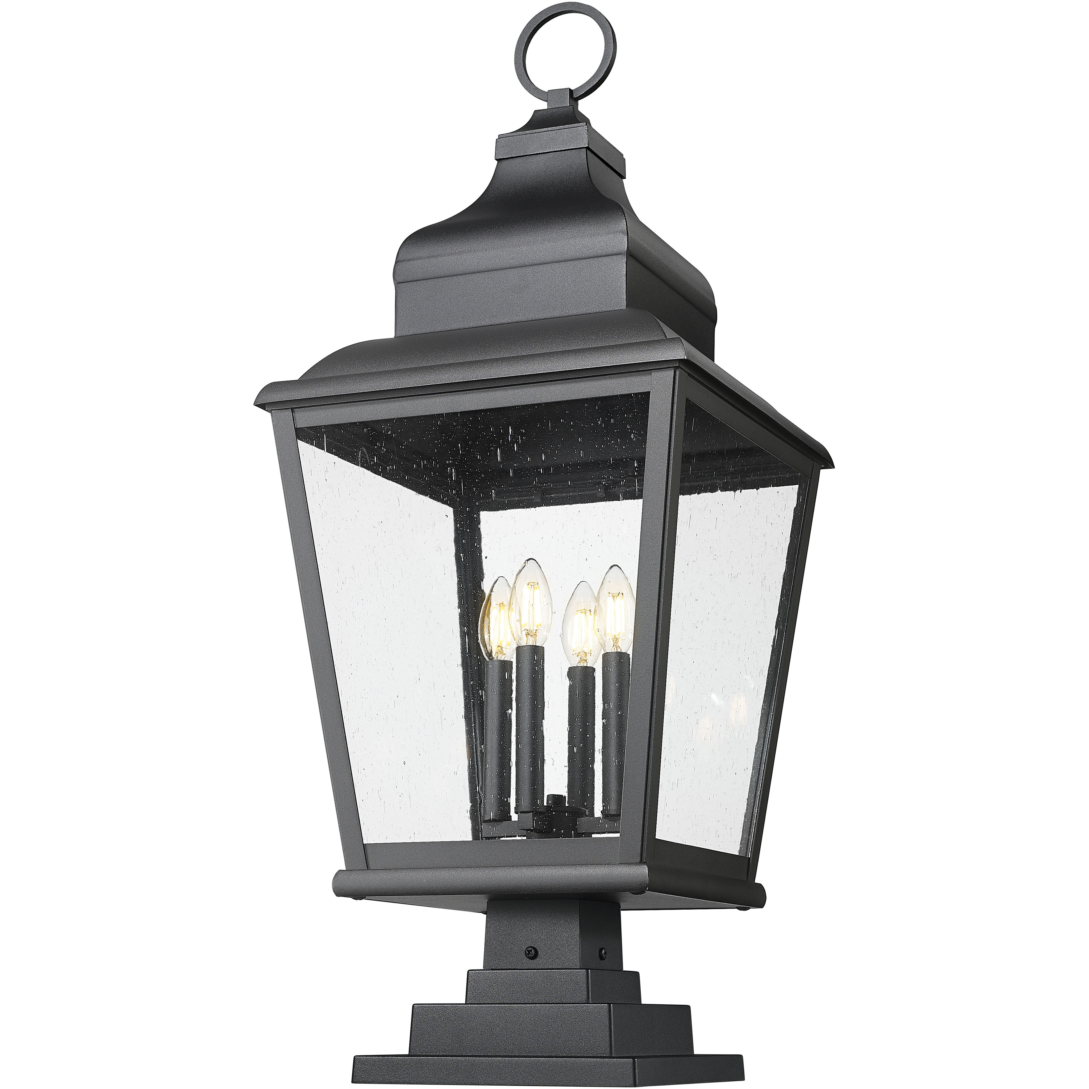 Raphael 4 Light 35 inch Sand Black Outdoor Pier Mounted Fixture in Soft Sand Black