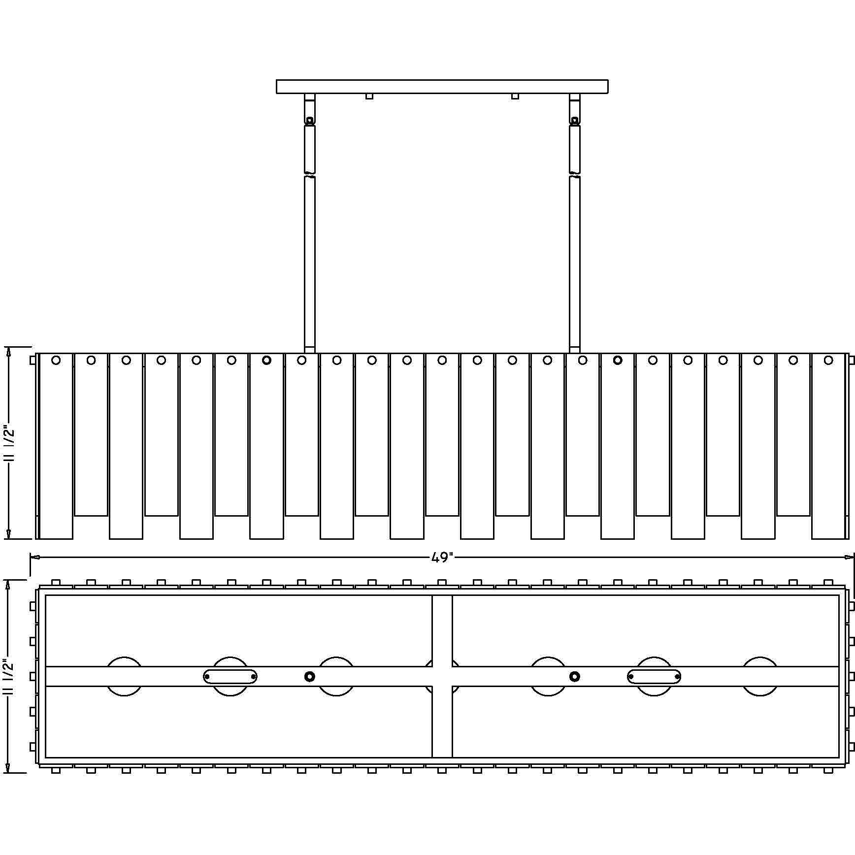 Viviana 7 Light 49 inch Rubbed Brass Linear Chandelier Ceiling Light