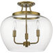 Joliet 3 Light 15.75 inch Olde Brass Semi Flush Mount Ceiling Light