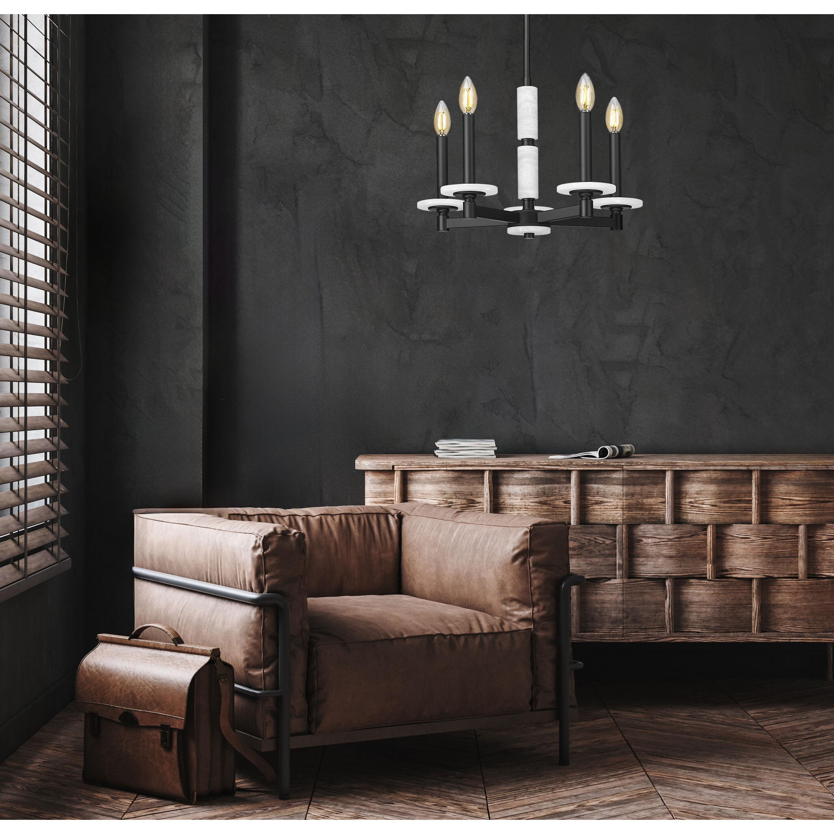 Kaden 5 Light 18 inch Matte Black Chandelier Ceiling Light