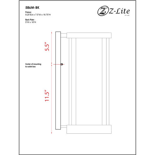 Glenwood 1 Light 16.75 inch Black Outdoor Wall Light
