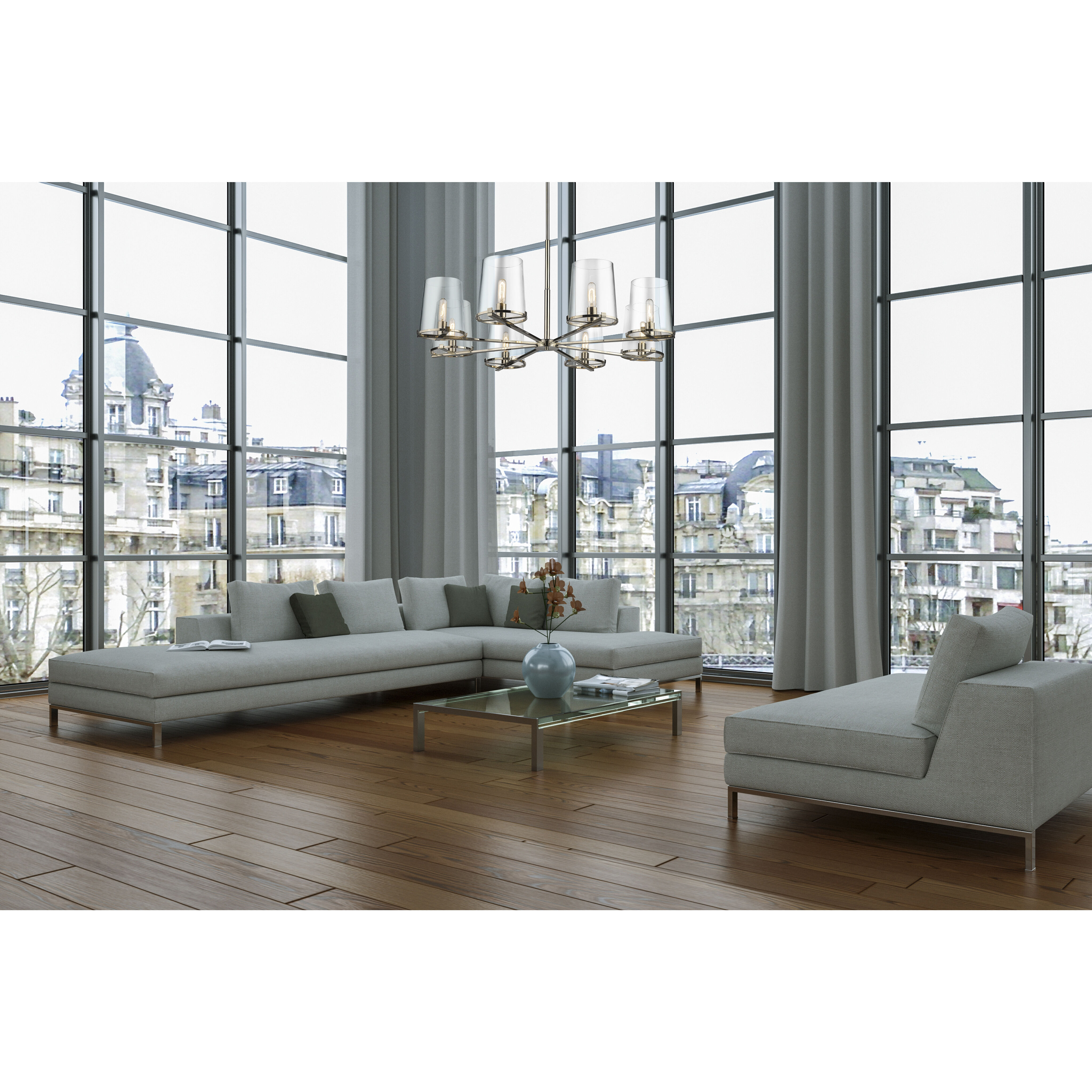 Callista 8 Light 44 inch Polished Nickel Chandelier Ceiling Light