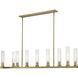Beau 9 Light 56 inch Rubbed Brass Linear Chandelier Ceiling Light