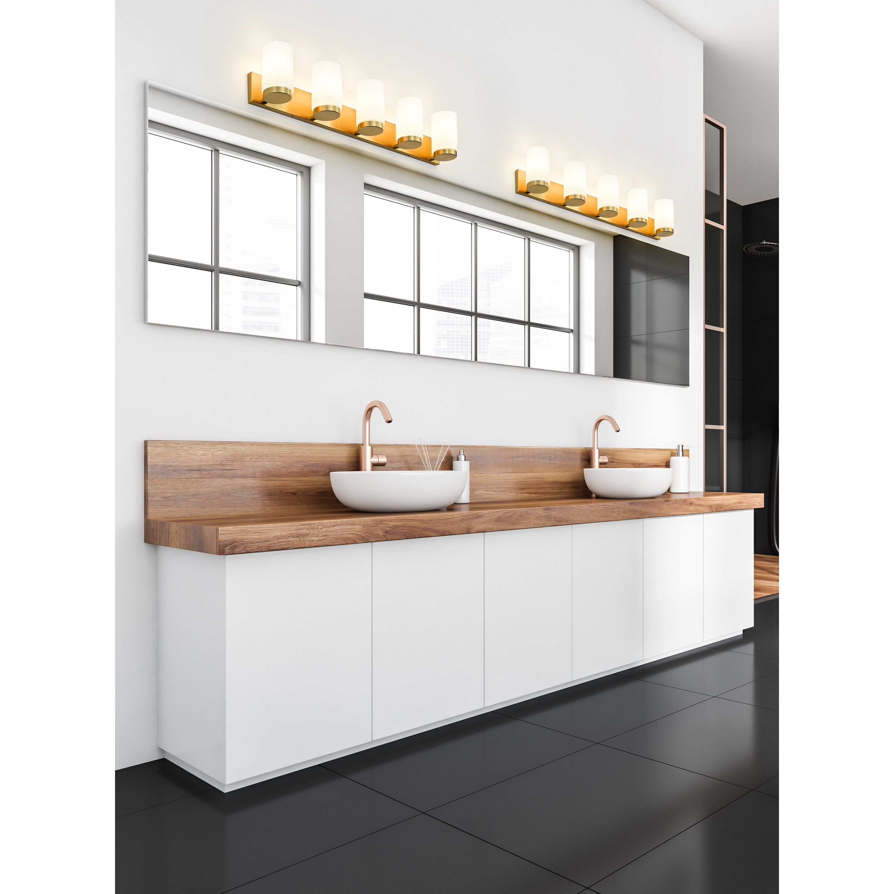 Z-Lite 746-5V-LG Burk 5 Light 38 inch Luxe Gold Bath Vanity Light
