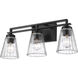 Lyna 3 Light 22 inch Matte Black Vanity Wall Light