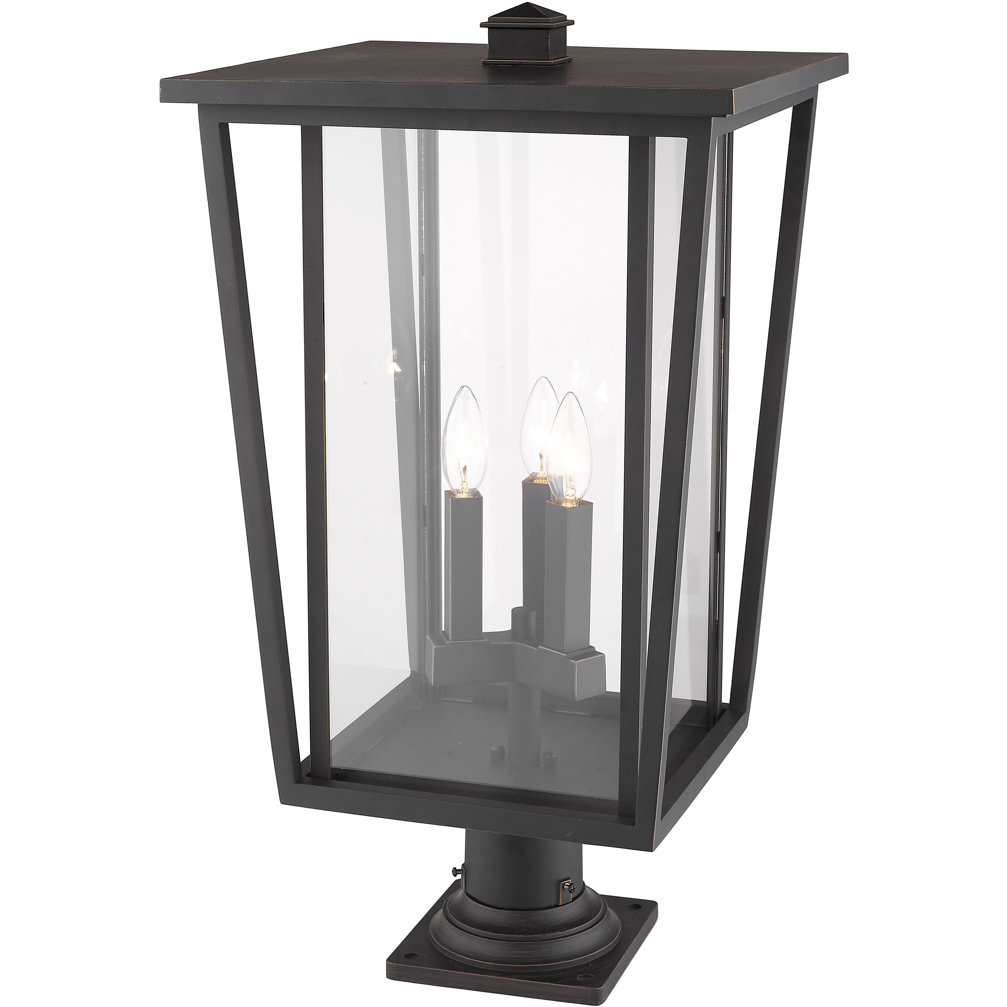 Seoul 3 Light 25.75 inch Oil Rubbed Bronze Outdoor Pier Mounted Fixture in 20.25