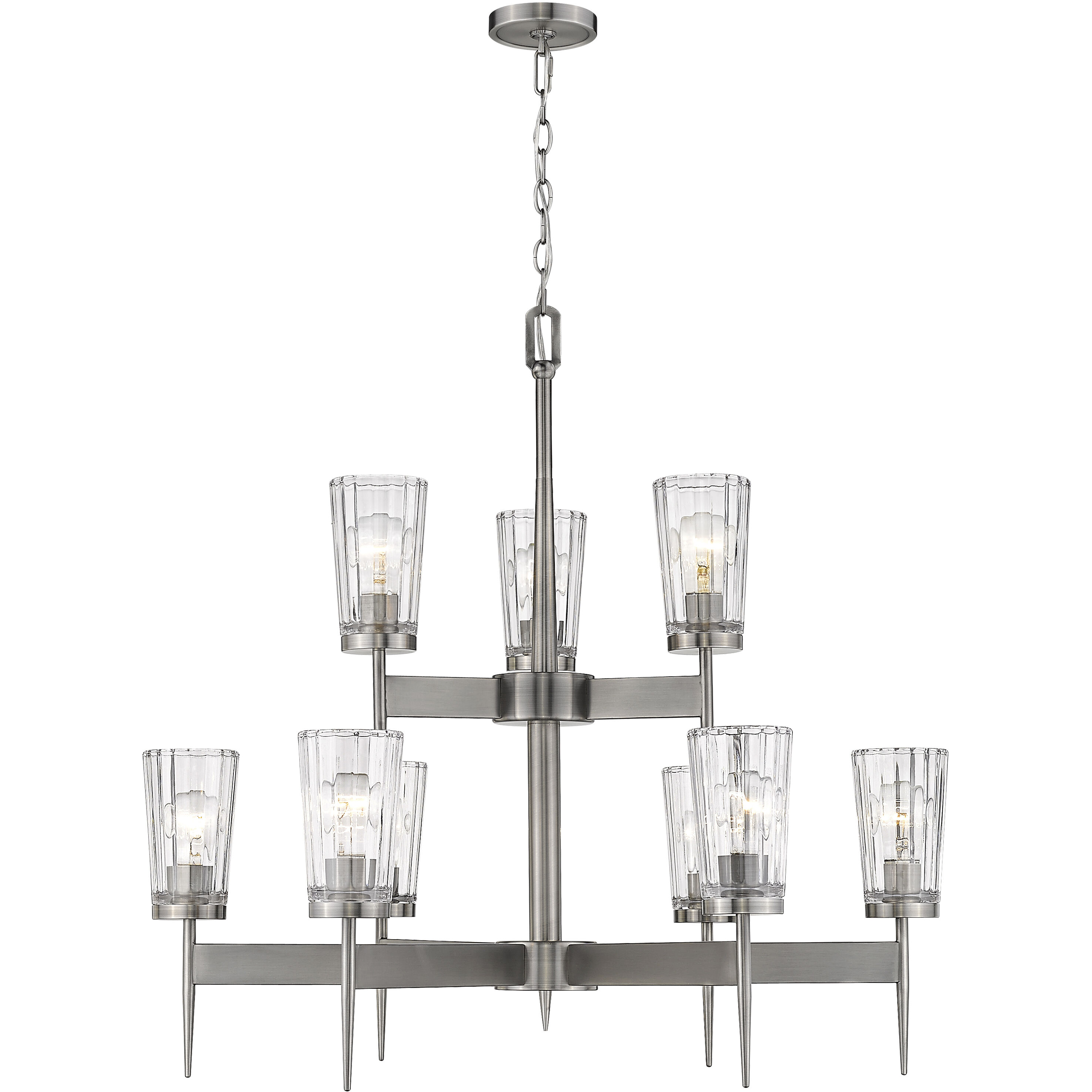 Flair 9 Light 31 inch Antique Nickel Chandelier Ceiling Light in 23