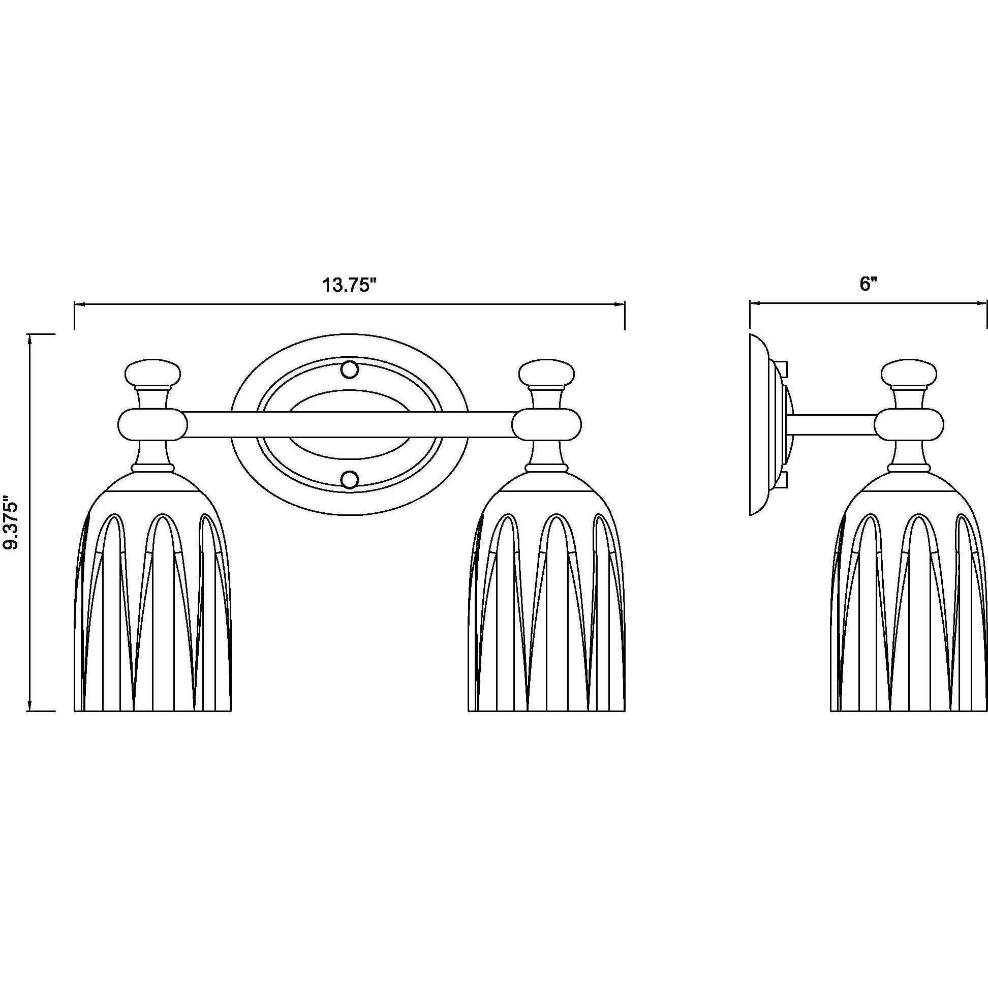 Orion 2 Light 13.75 inch Brushed Nickel Bath Vanity Light Wall Light