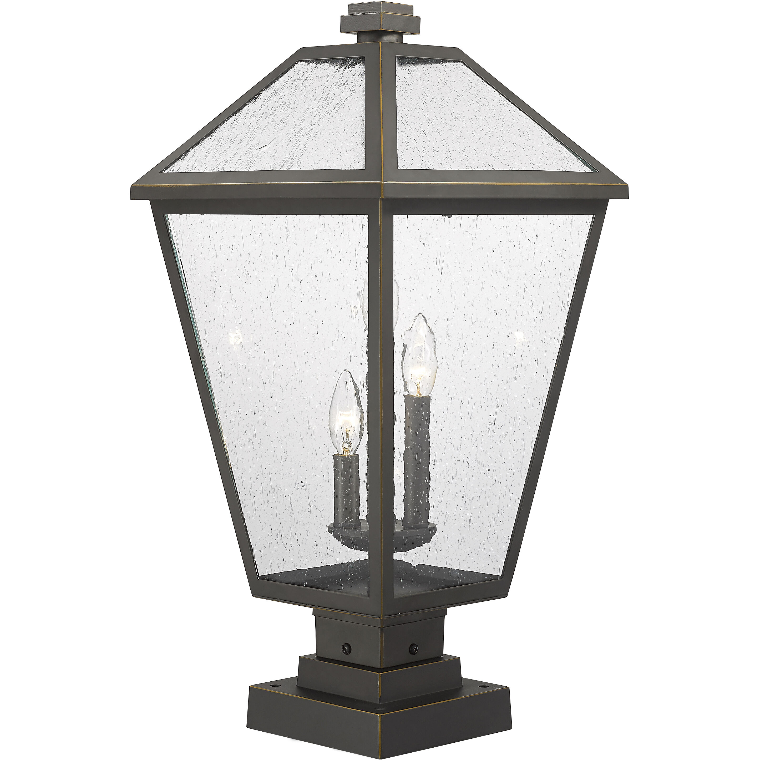 Talbot 3 Light 24.75 inch Oil Rubbed Bronze Outdoor Pier Mounted Fixture in Seedy Glass