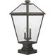 Talbot 3 Light 24.75 inch Oil Rubbed Bronze Outdoor Pier Mounted Fixture in Seedy Glass