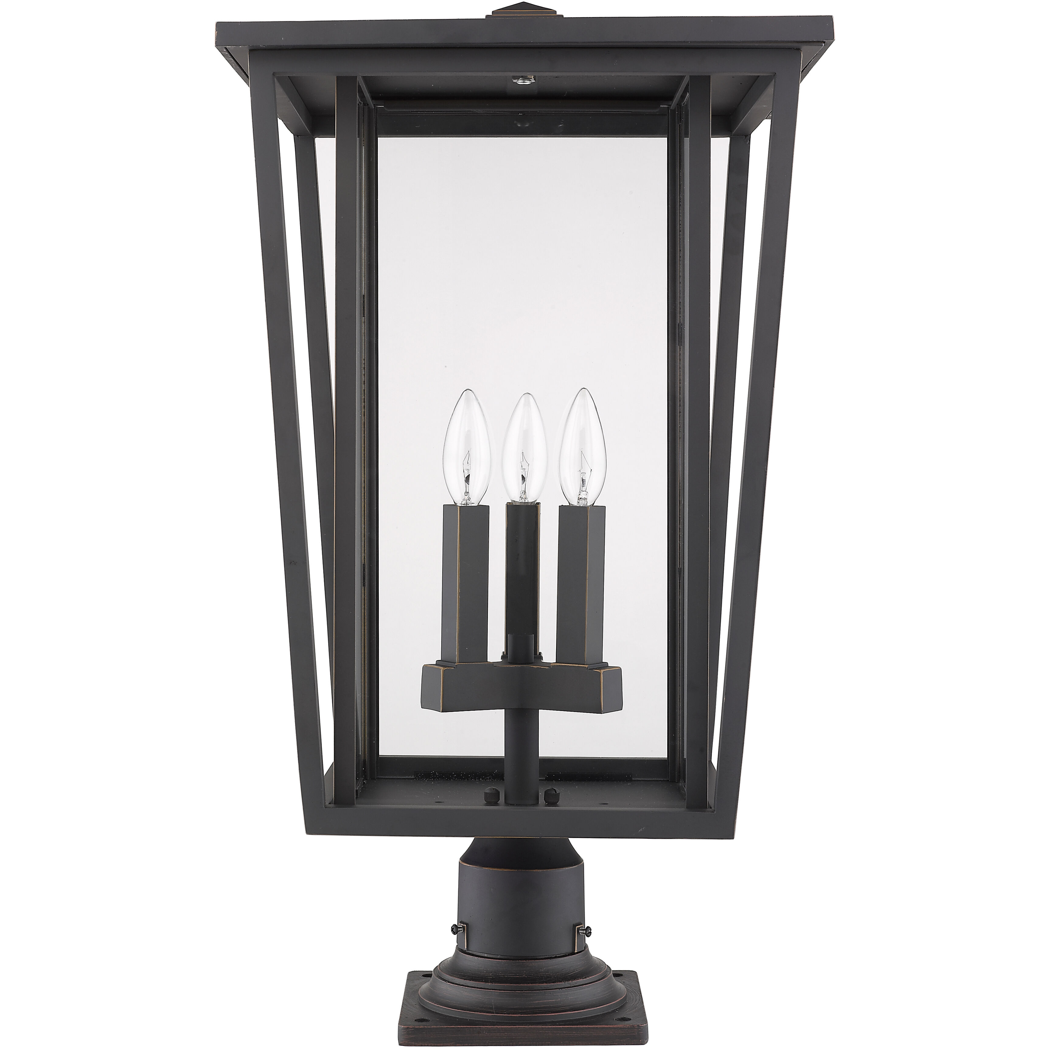 Seoul 3 Light 25.75 inch Oil Rubbed Bronze Outdoor Pier Mounted Fixture in 20.25