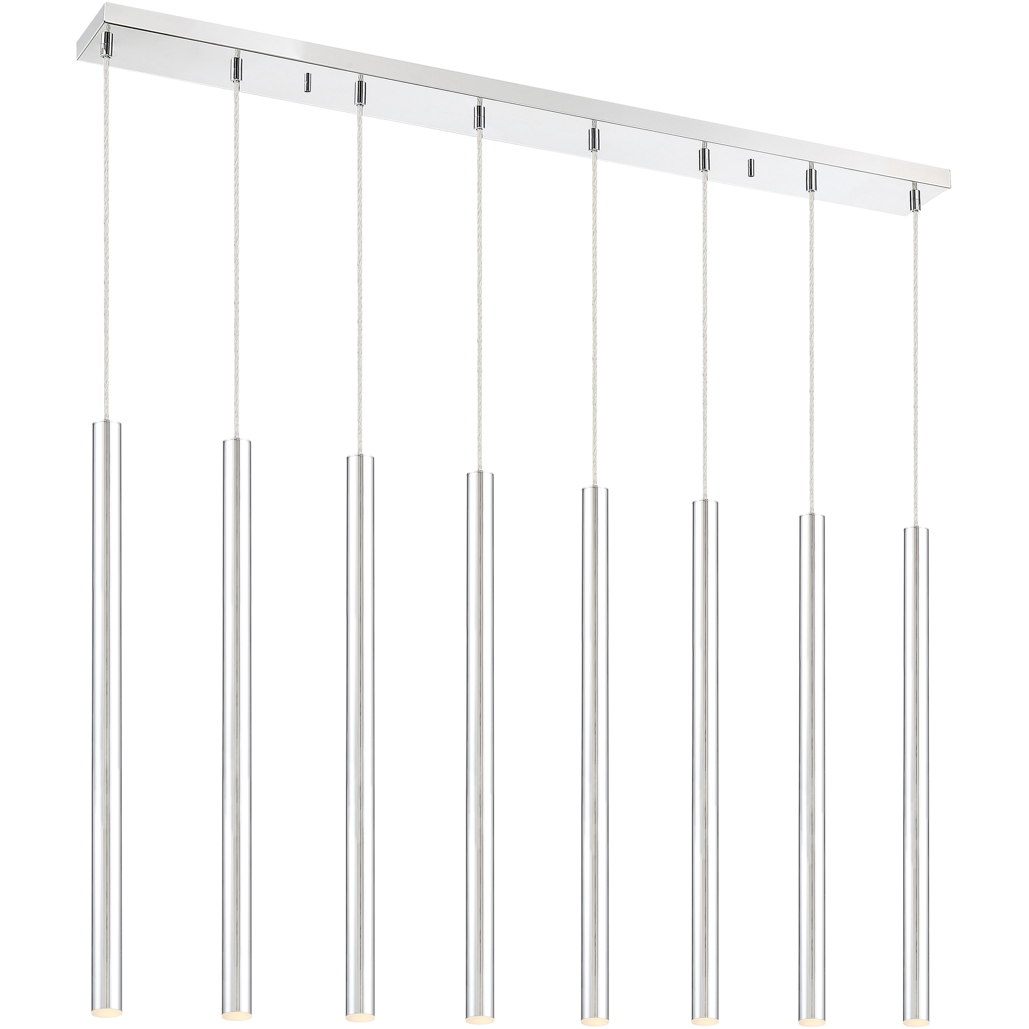 Forest LED 44.25 inch Chrome Linear Chandelier Ceiling Light in 8, 30, Chrome Steel