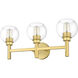 Sutton 3 Light 23.75 inch Brushed Gold Vanity Wall Light in Bronze Gold