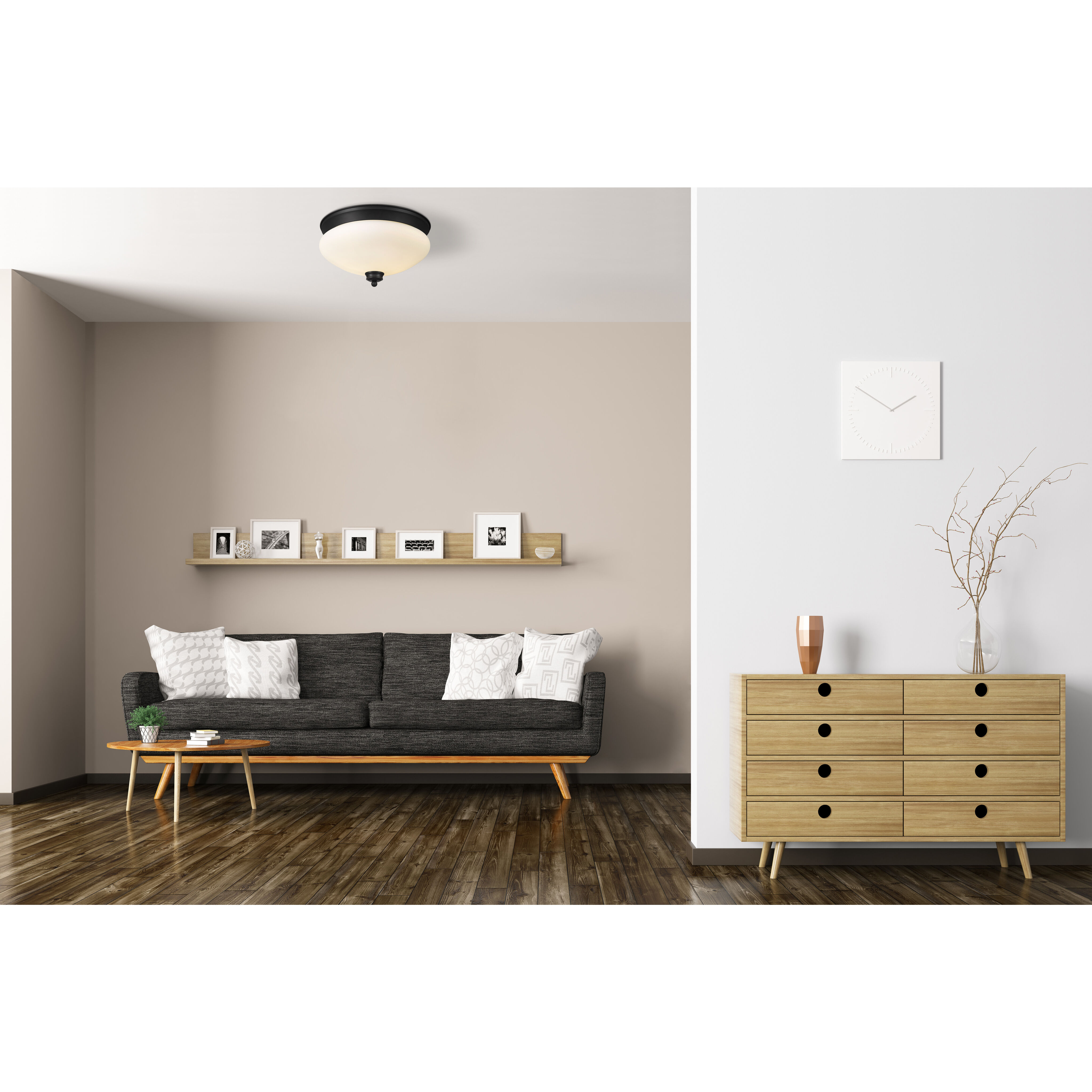 Amon 2 Light 13 inch Matte Black Flush Mount Ceiling Light