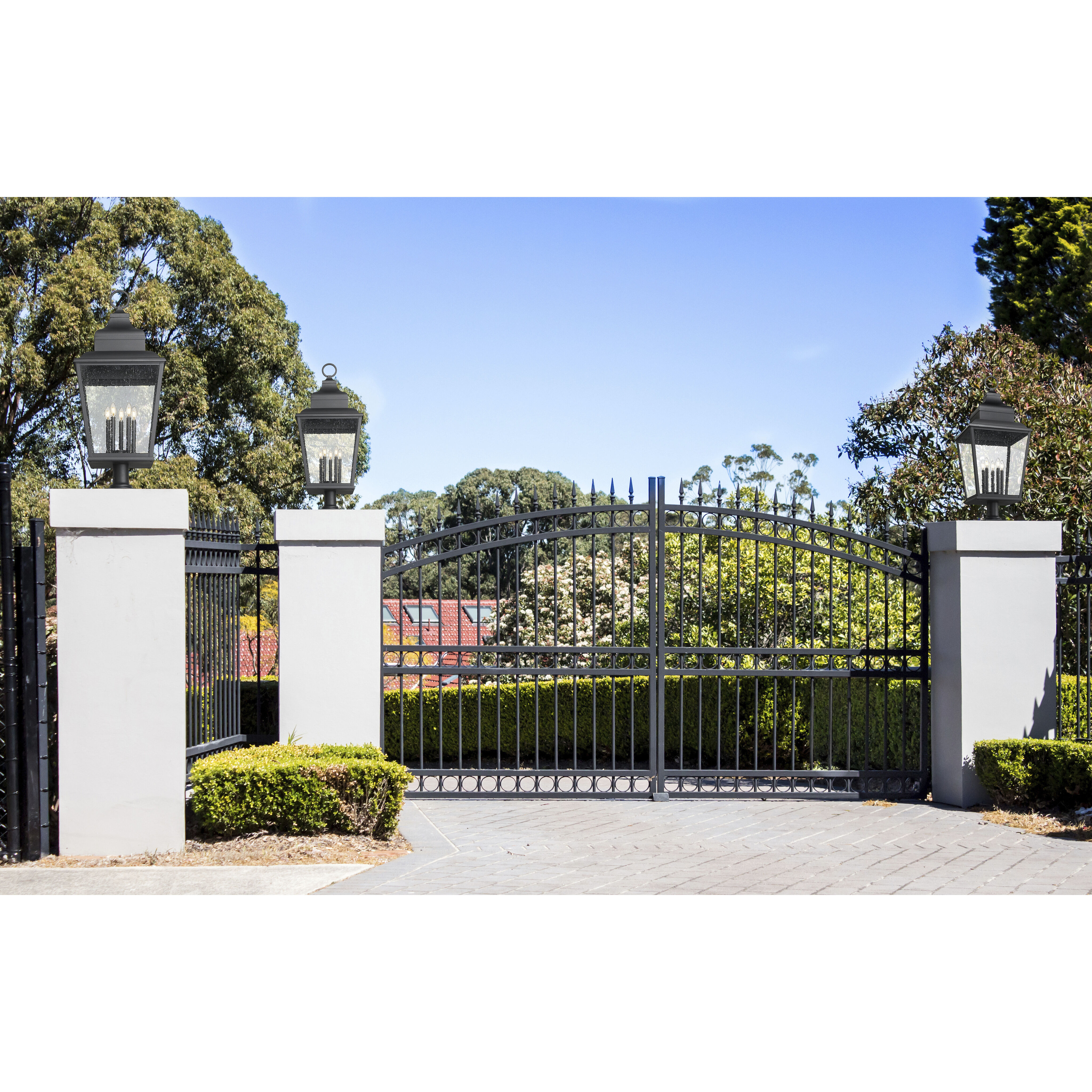 Raphael 5 Light 42.75 inch Sand Black Outdoor Pier Mounted Fixture in Soft Sand Black