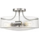Delaney 3 Light 15 inch Brushed Nickel Semi Flush Mount Ceiling Light