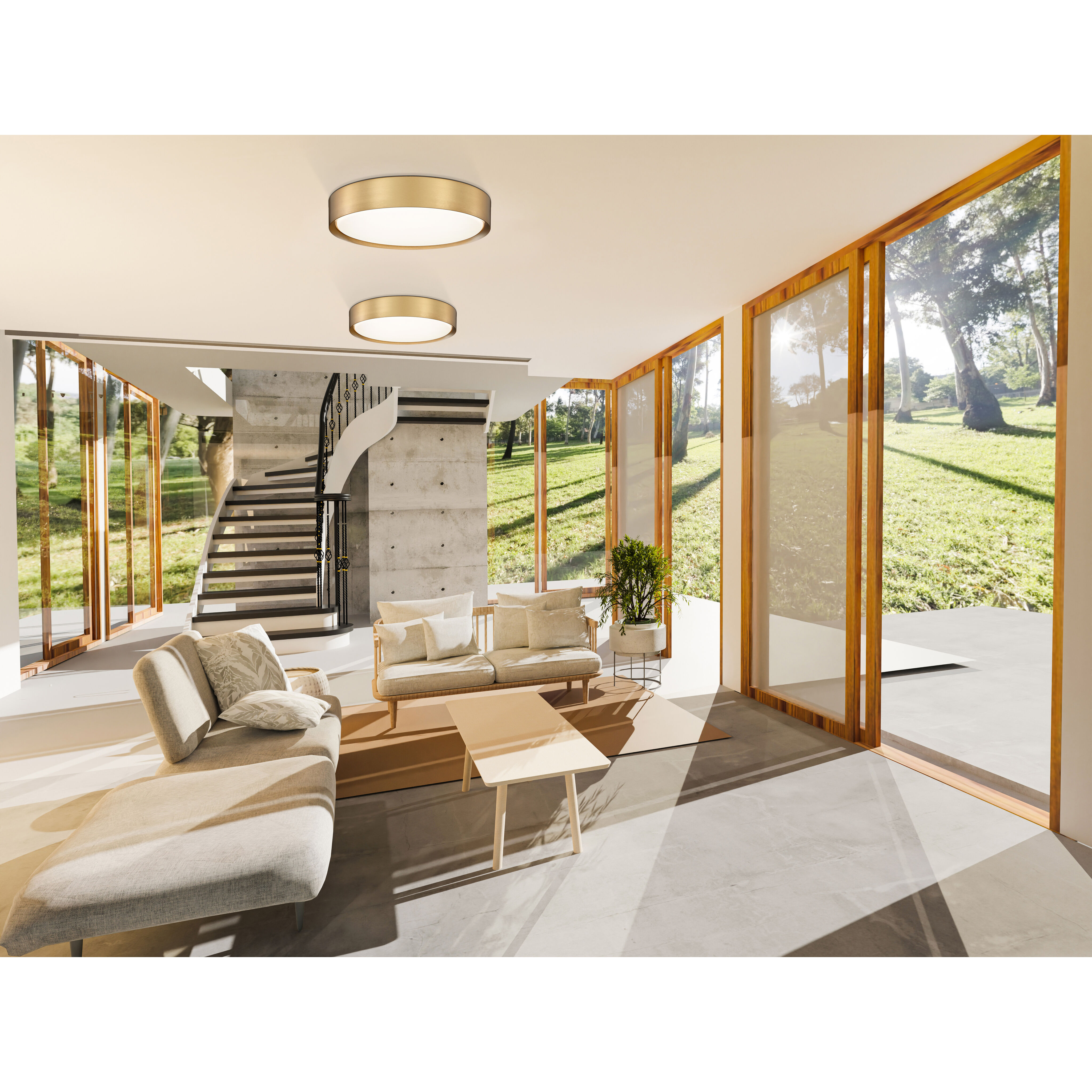 Kawan LED 16 inch Modern Gold Flush Mount Ceiling Light