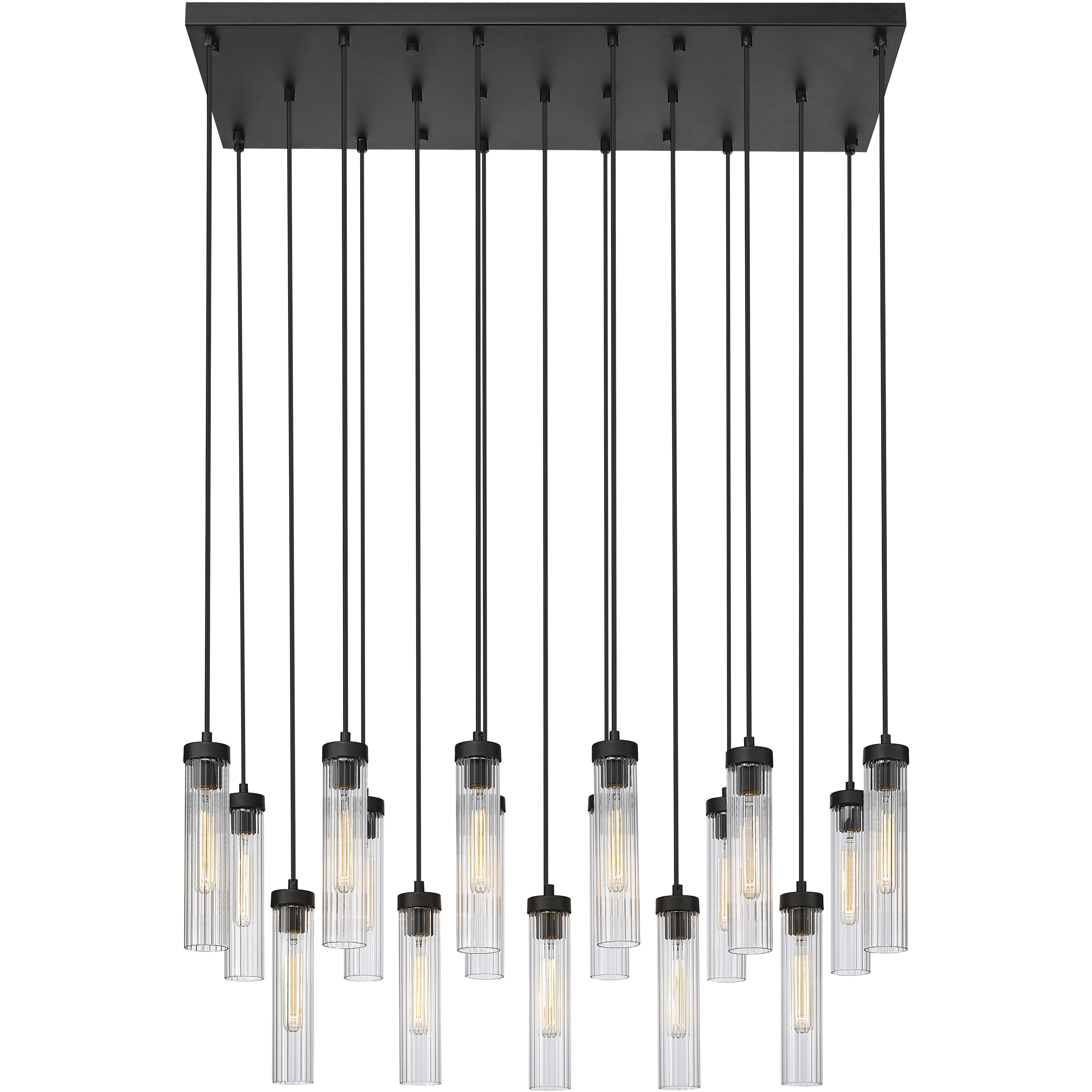 Beau 17 Light 42 inch Matte Black Linear Chandelier Ceiling Light