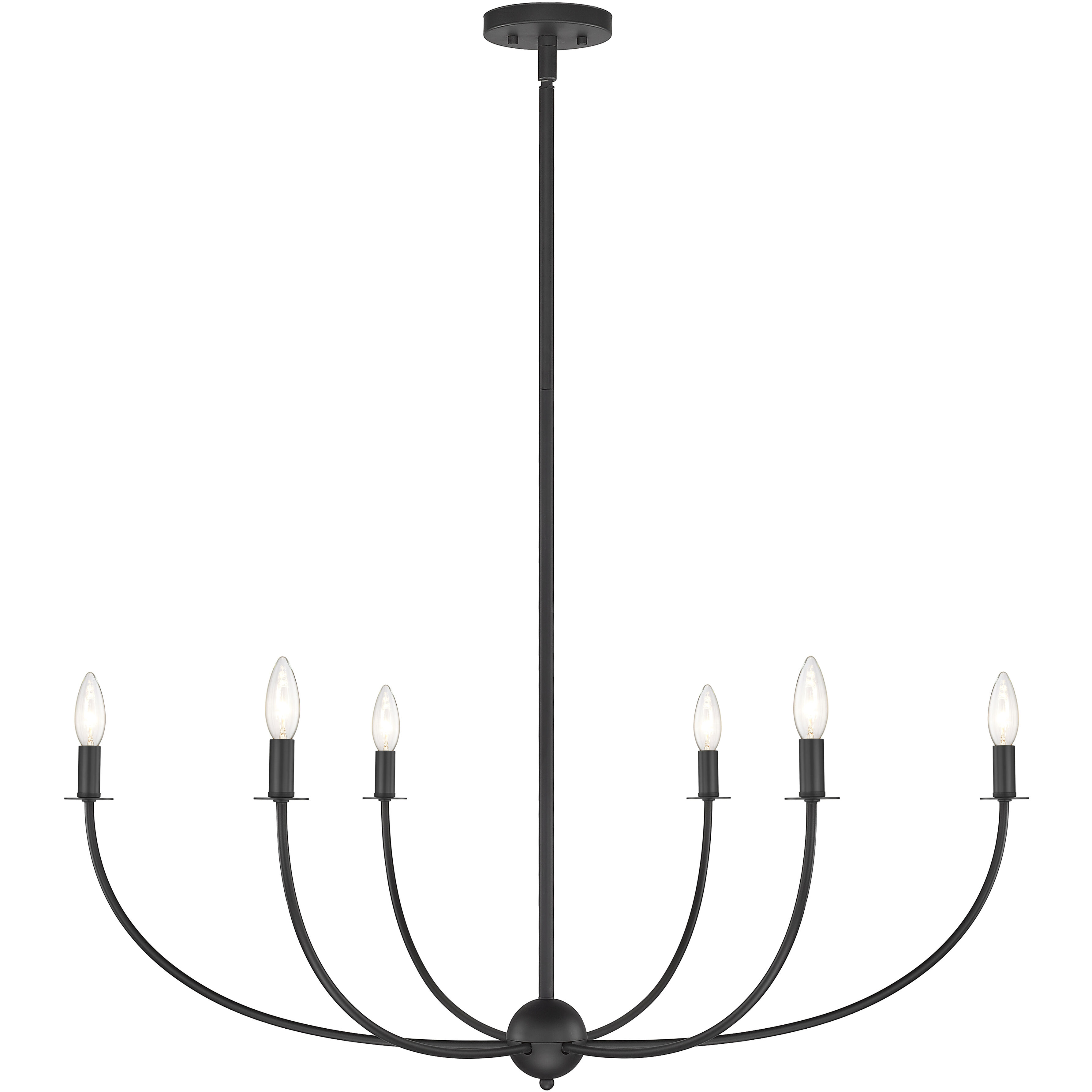 Shannon 6 Light 42 inch Matte Black Chandelier Ceiling Light