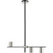 Calumet 3 Light 32 inch Matte Black and Polished Nickel Linear Chandelier Ceiling Light