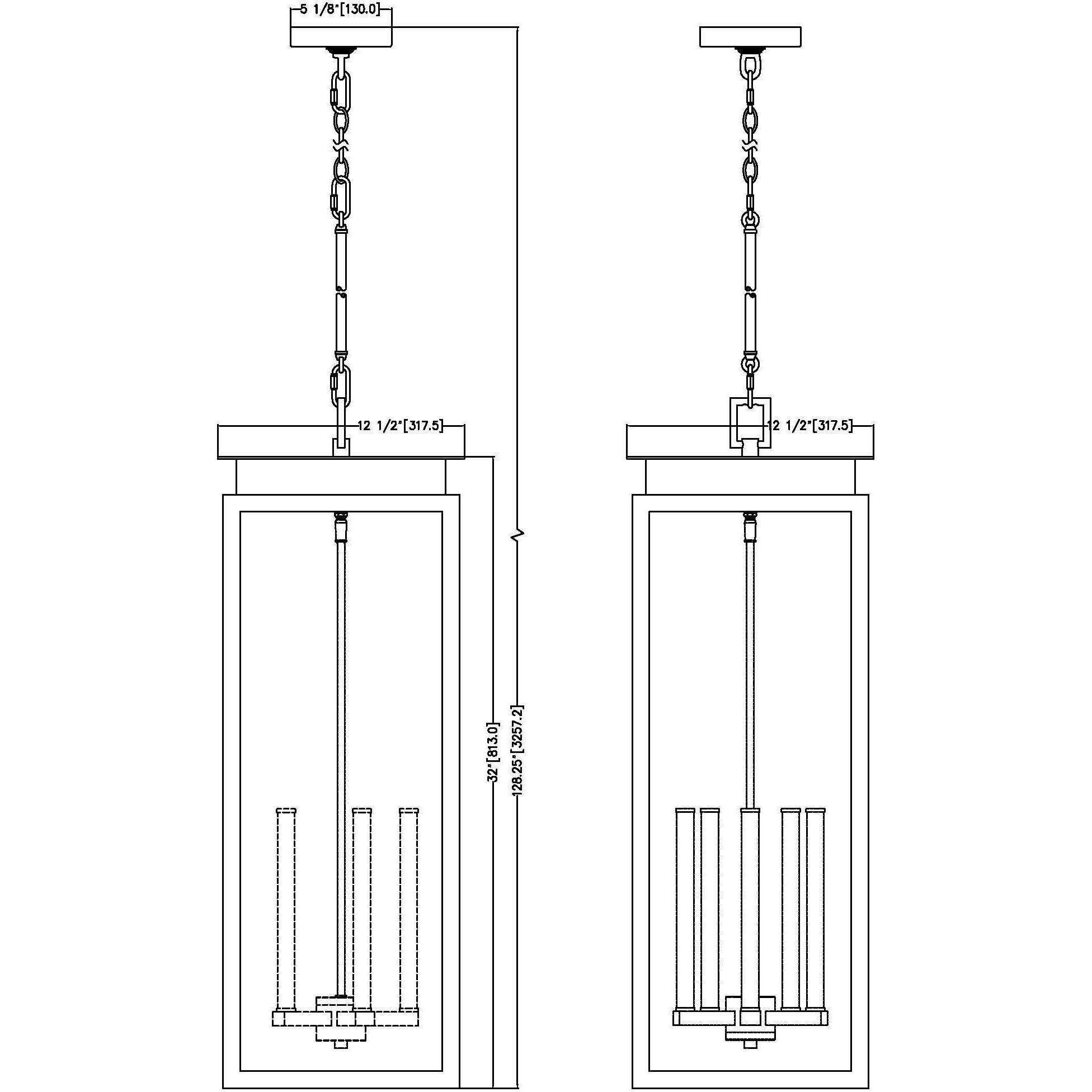 Nova 5 Light 12.5 inch Black Outdoor Chain Mount Ceiling Fixture