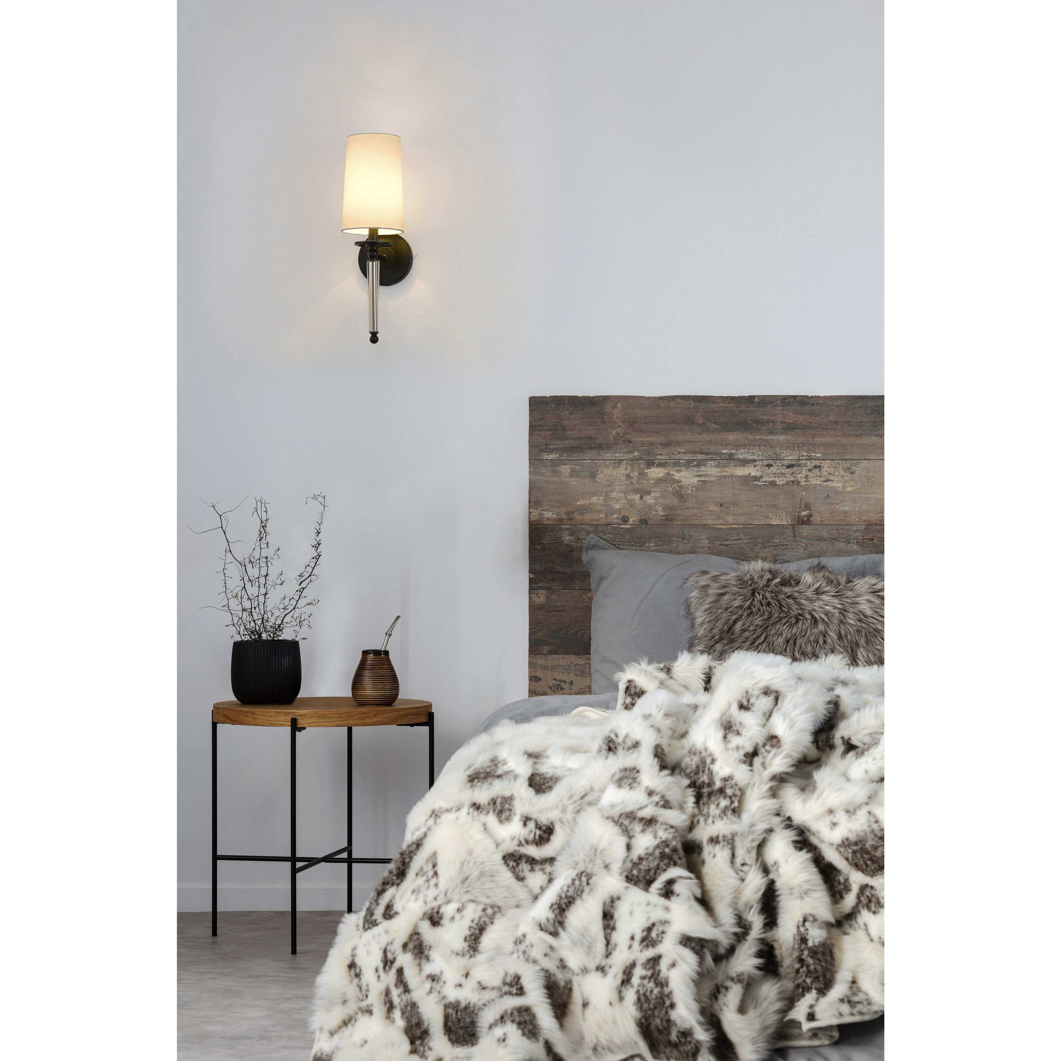 Avery 1 Light 5.5 inch Matte Black Wall Sconce Wall Light in White Fabric