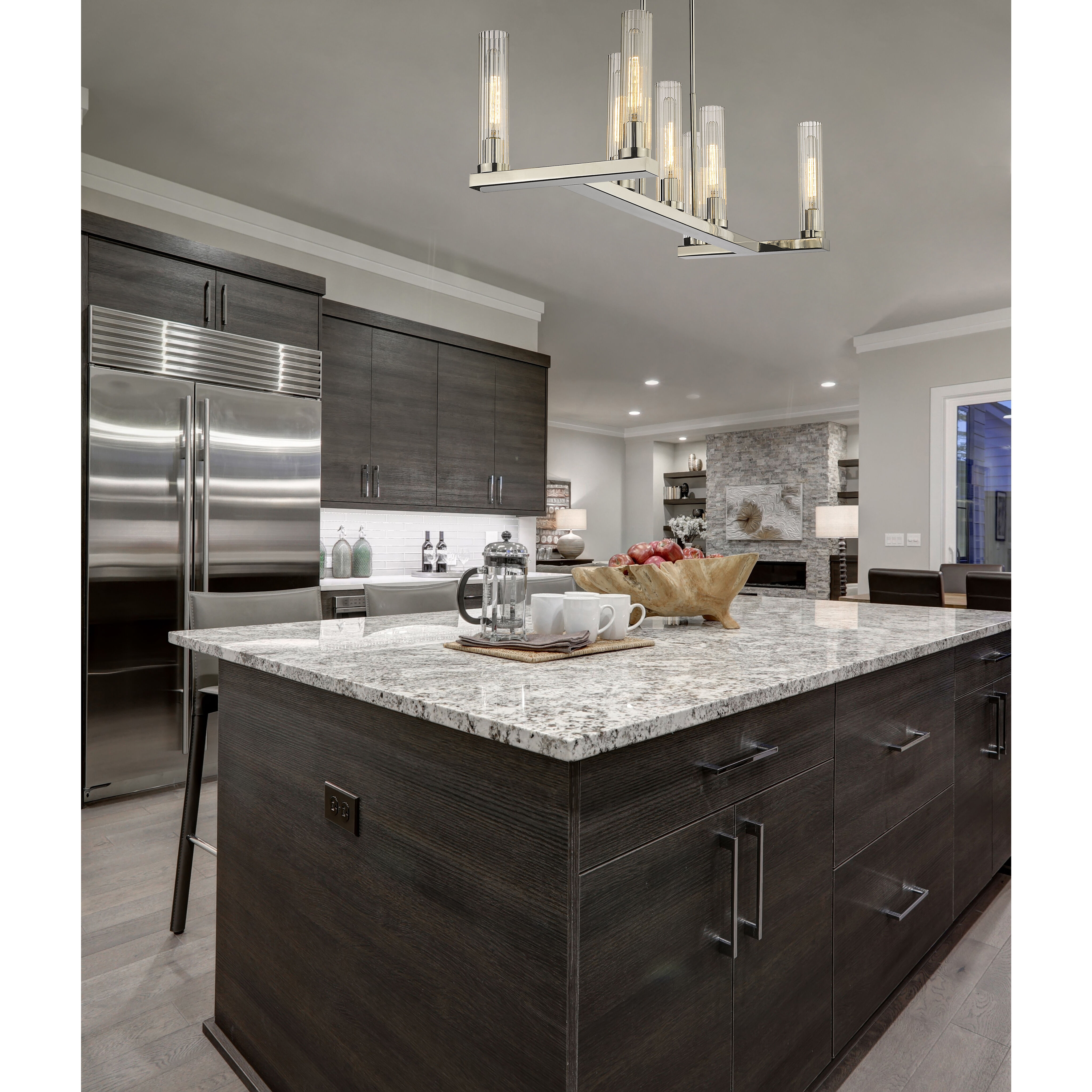 Beau Linear Chandelier Ceiling Light in Polished Nickel