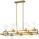 Datus 10 Light 42.5 inch Rubbed Brass Linear Chandelier Ceiling Light