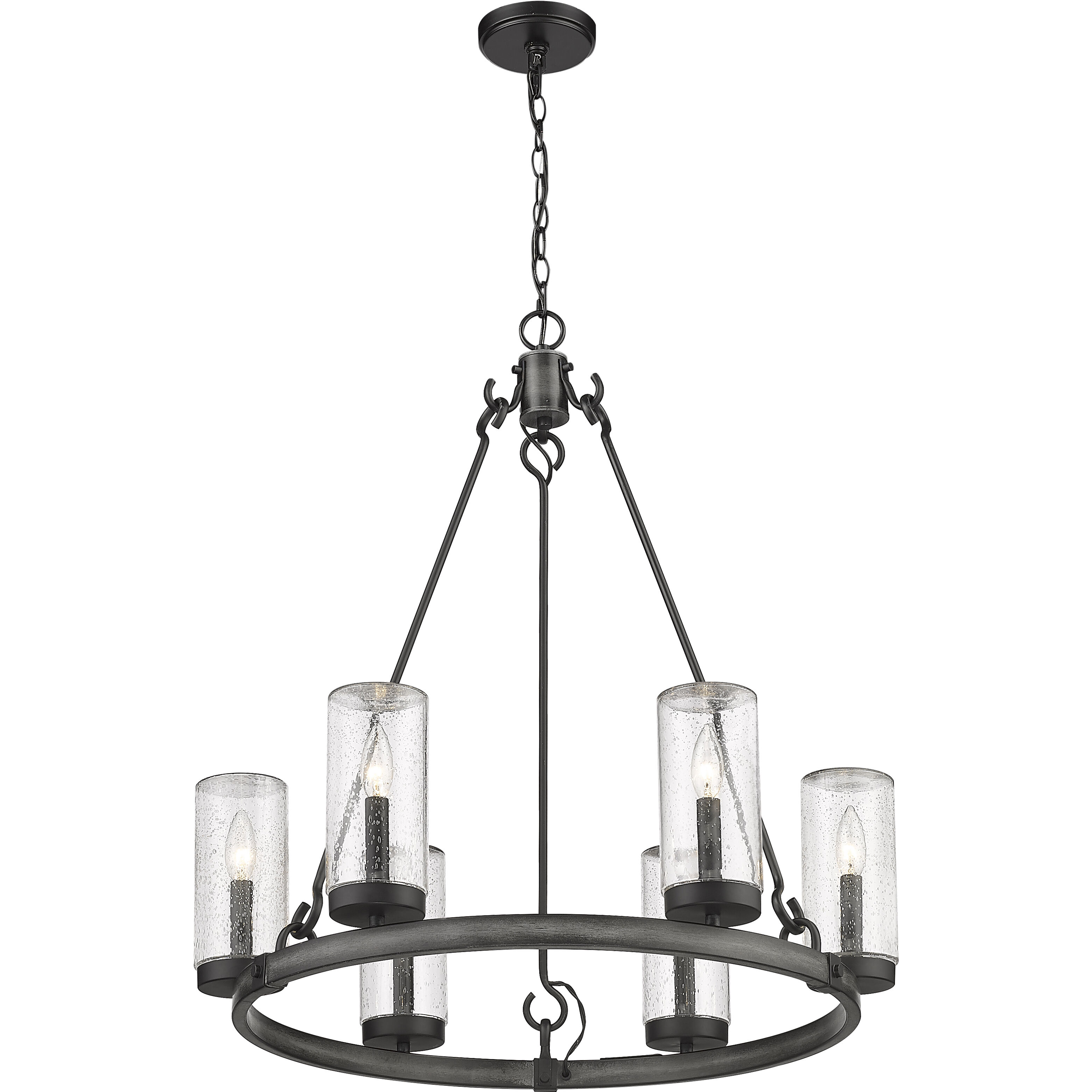 Marlow 6 Light 27.5 inch Ashen Barnboard Outdoor Chandelier