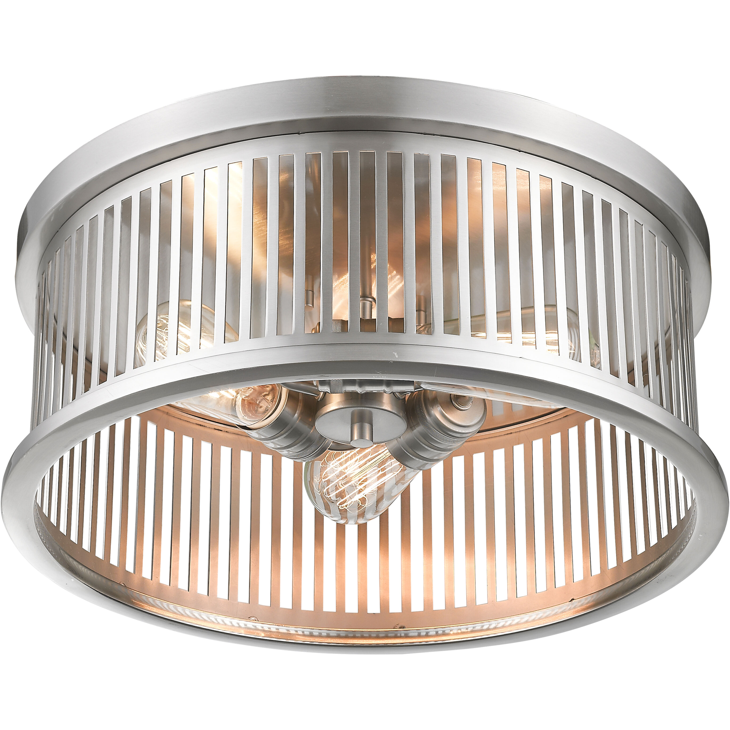 Camellia 3 Light 16 inch Brushed Nickel Flush Mount Ceiling Light in Brushed Nickel Steel