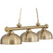 Cordon 3 Light 55.25 inch Heritage Brass Billiard Ceiling Light in Heritage Brass Metal and Glass