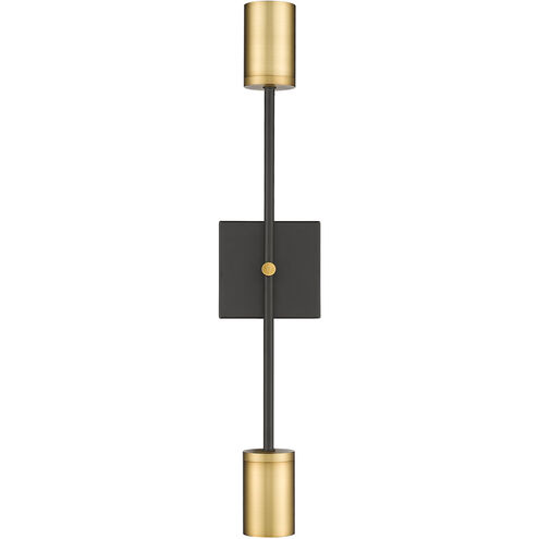 Calumet 2 Light 5 inch Matte Black/Olde Brass Wall Sconce Wall Light in Matte Black and Olde Brass