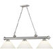 Cordon 3 Light 57.25 inch Brushed Nickel Billiard Ceiling Light in Matte Opal Glass