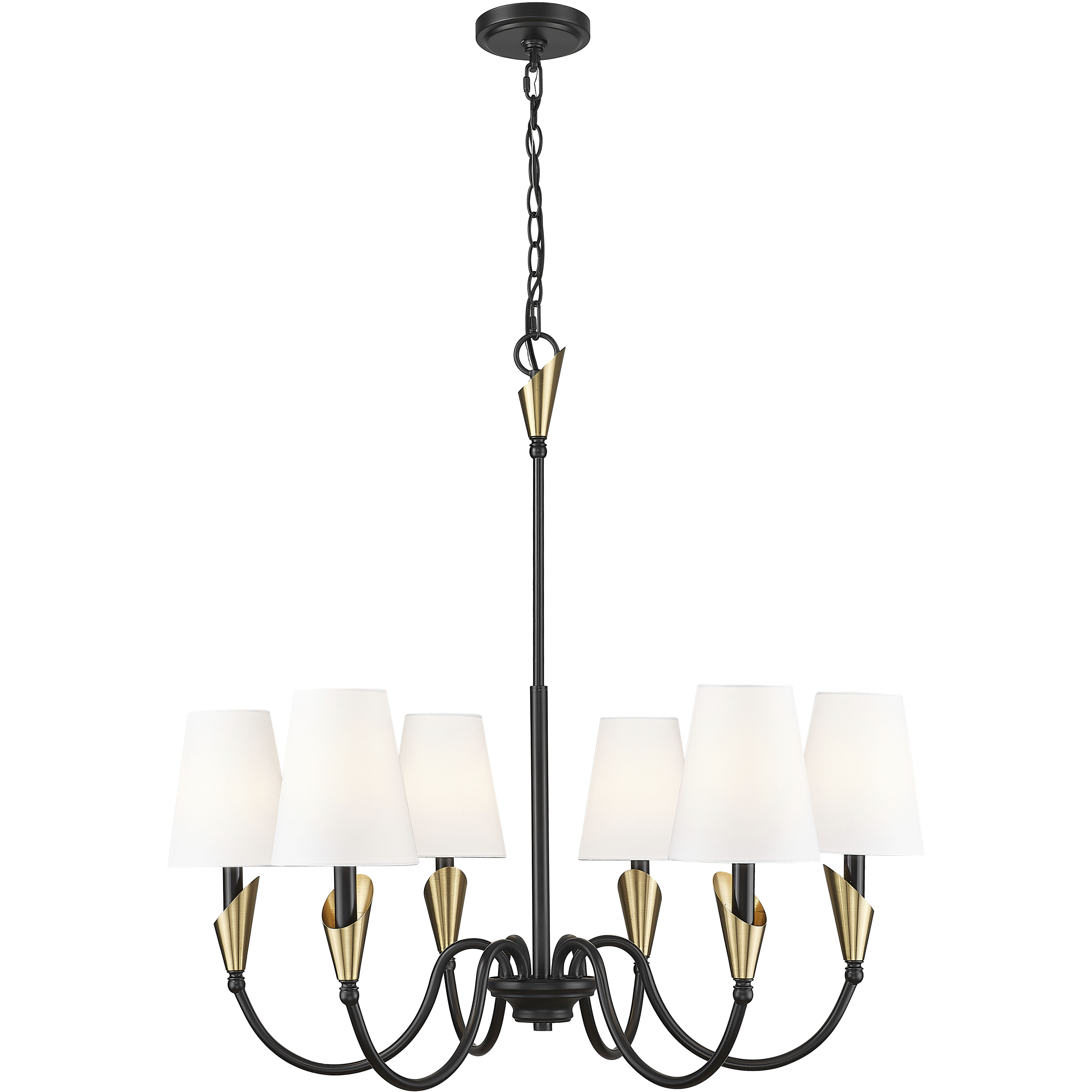 Claudelle 6 Light 32 inch Matte Black and Modern Gold Chandelier Ceiling Light