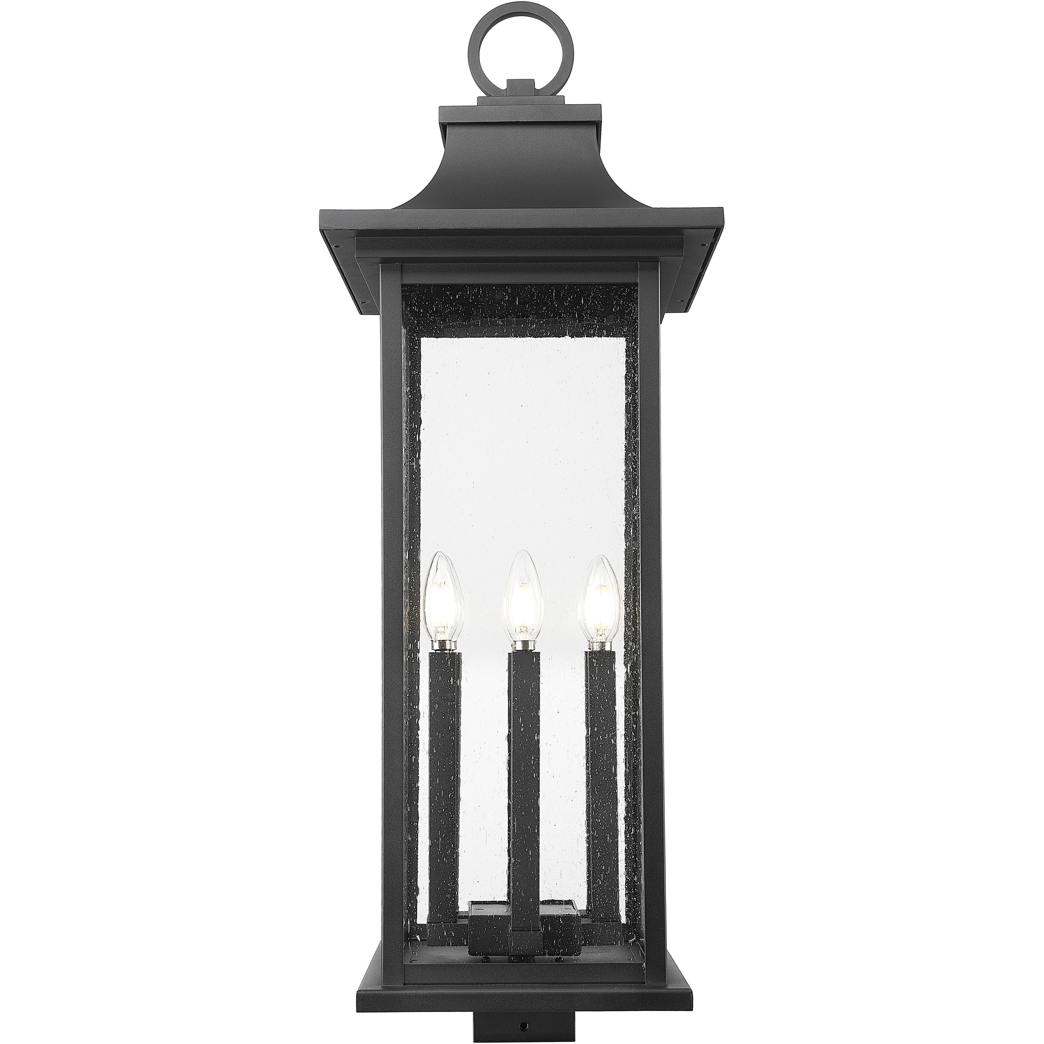 Tiberius 6 Light 34 inch Black Outdoor Post Mount Fixture in Clear Seedy Glass