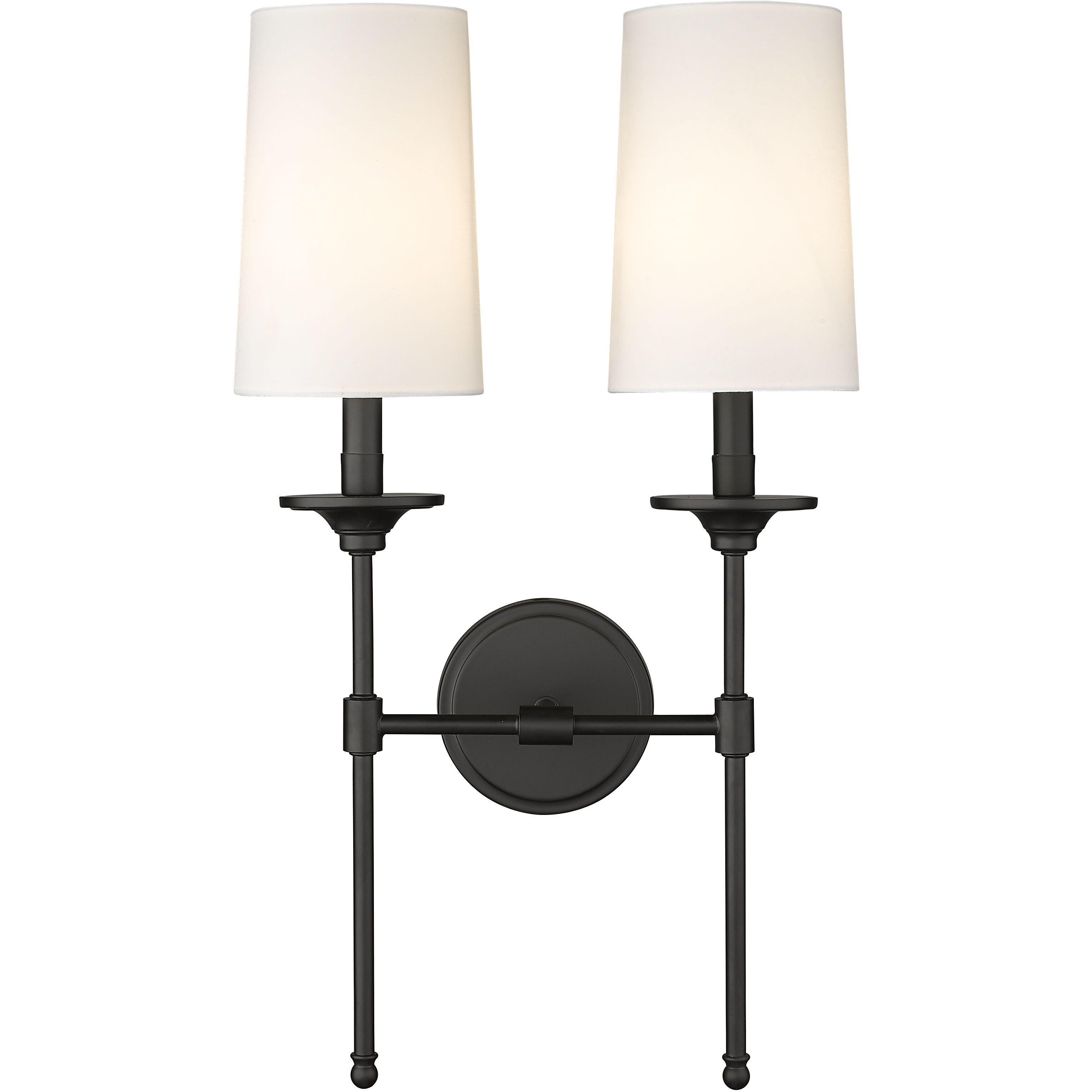 Emily 2 Light 13.75 inch Matte Black Wall Sconce Wall Light