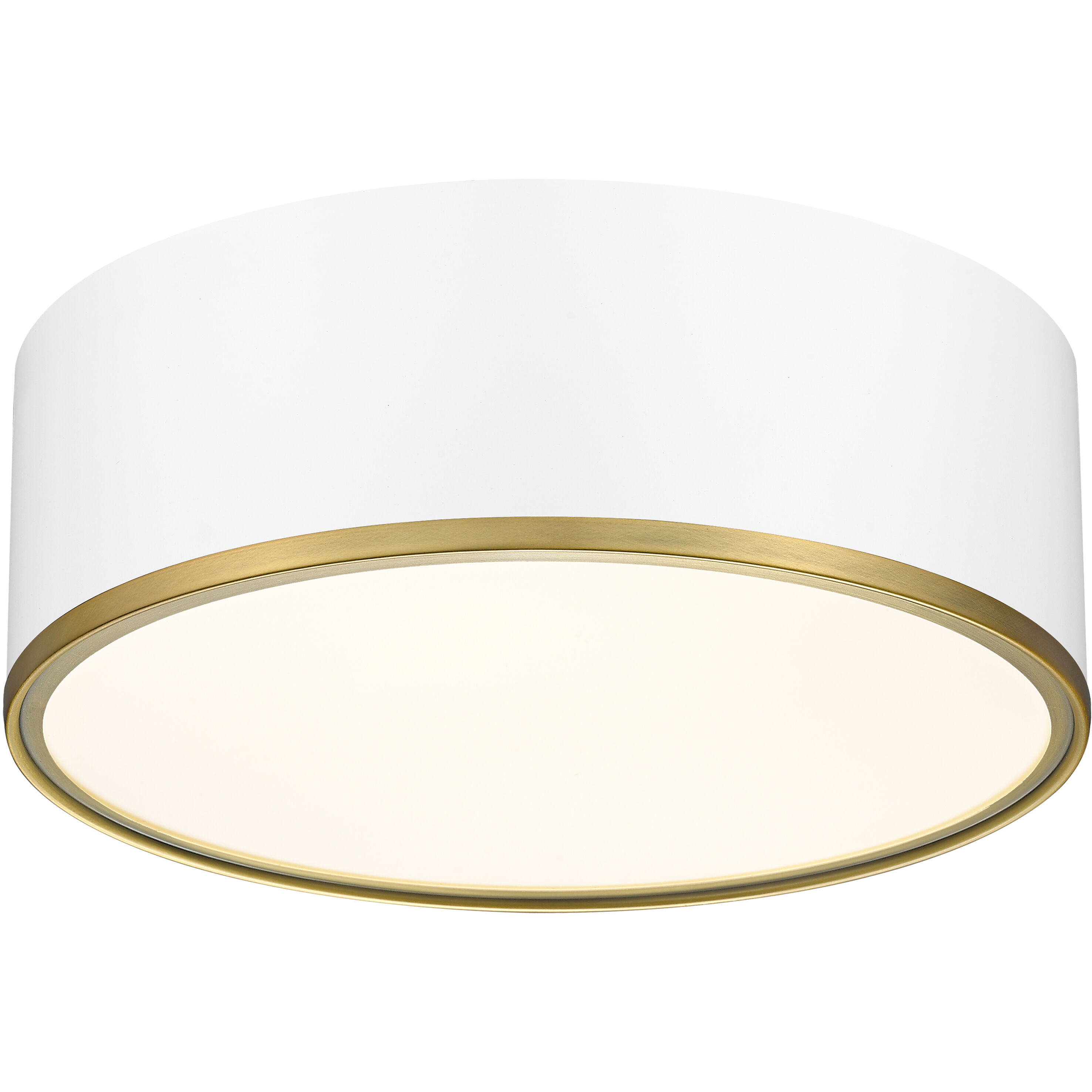 Arlo 3 Light 16 inch Matte White and Rubbed Brass Flush Mount Ceiling Light
