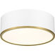 Arlo 3 Light 16 inch Matte White and Rubbed Brass Flush Mount Ceiling Light