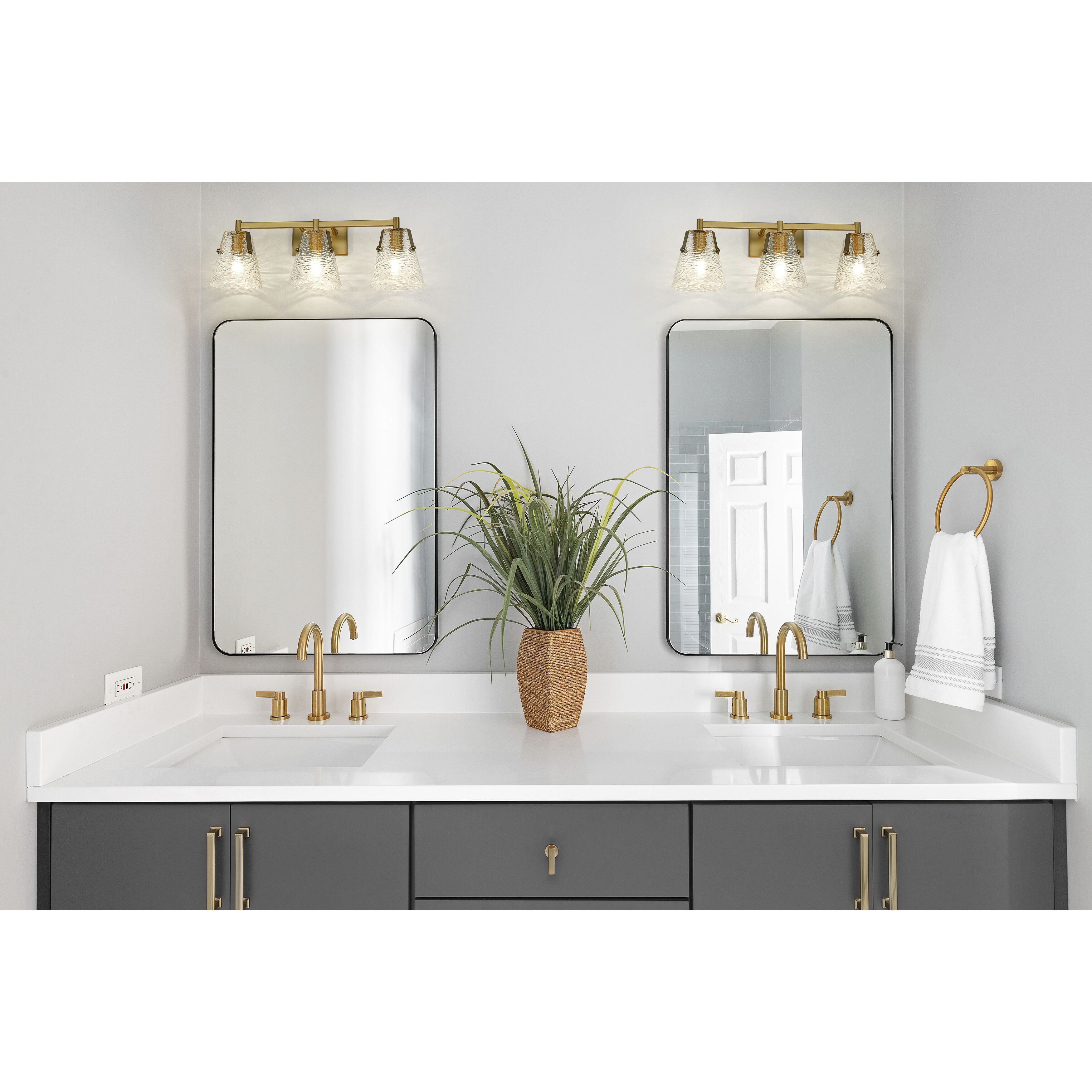 Analia 3 Light 26.25 inch Modern Gold Vanity Wall Light