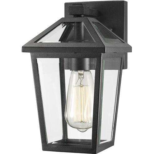 Talbot 1 Light 10.75 inch Black Outdoor Wall Light in Clear Beveled Glass